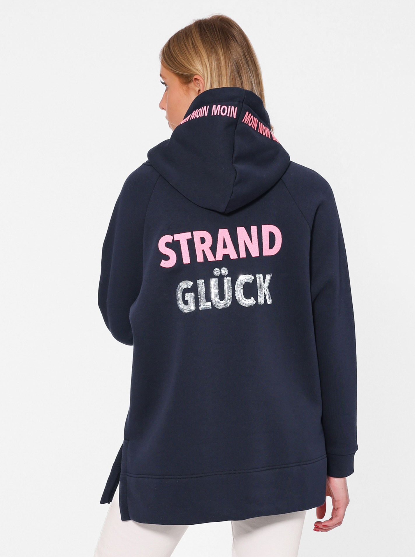Zwillingsherz Hoodie »"Strandglück Paillette"«, mit Anker-Motiv und "Moin"- Schriftzug