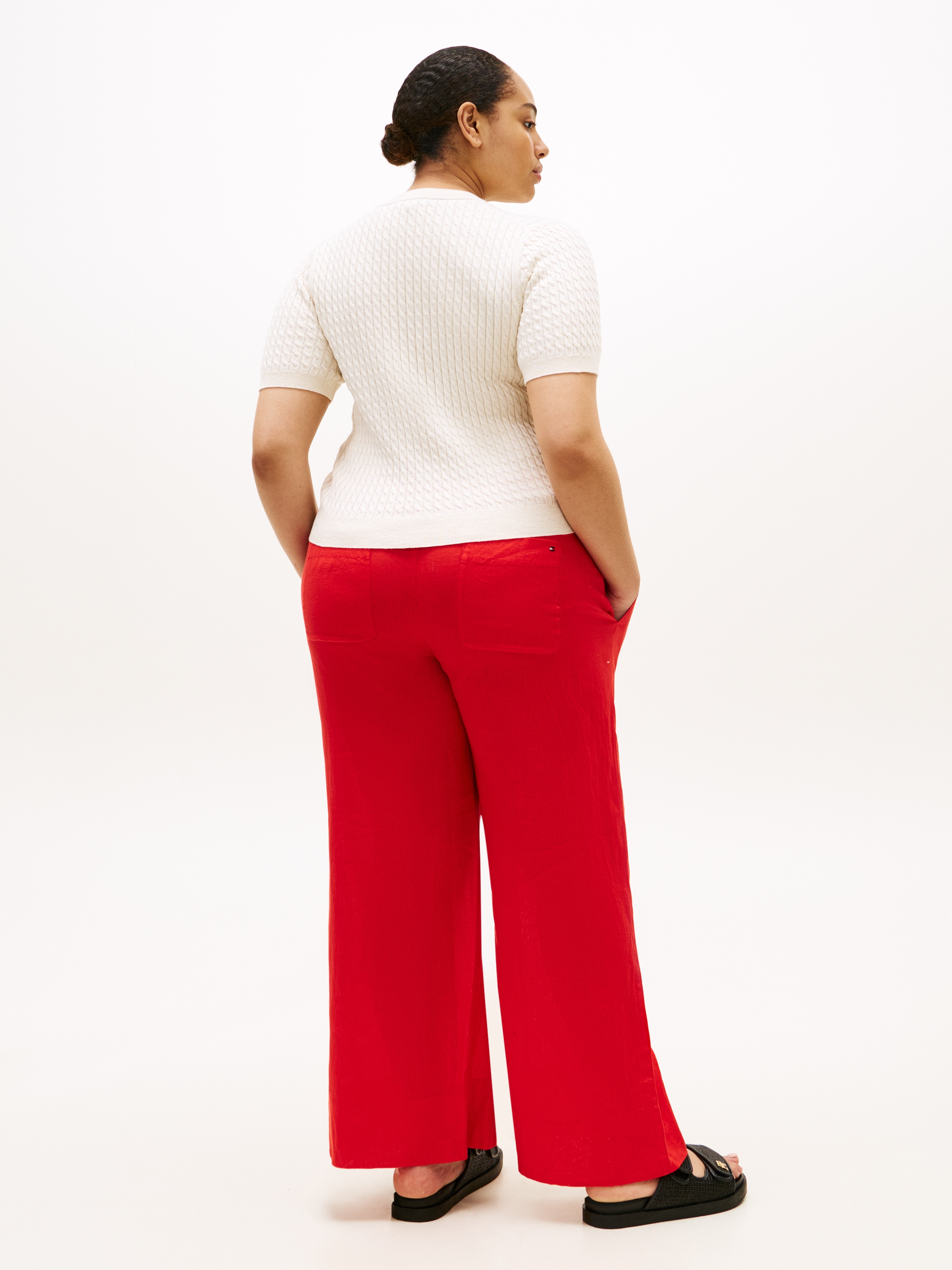 Tommy Hilfiger Curve Rundhalspullover »CRV CO CABLE FINE GG CNK S/S SWT« in großen Größen, mit Zopfmuster