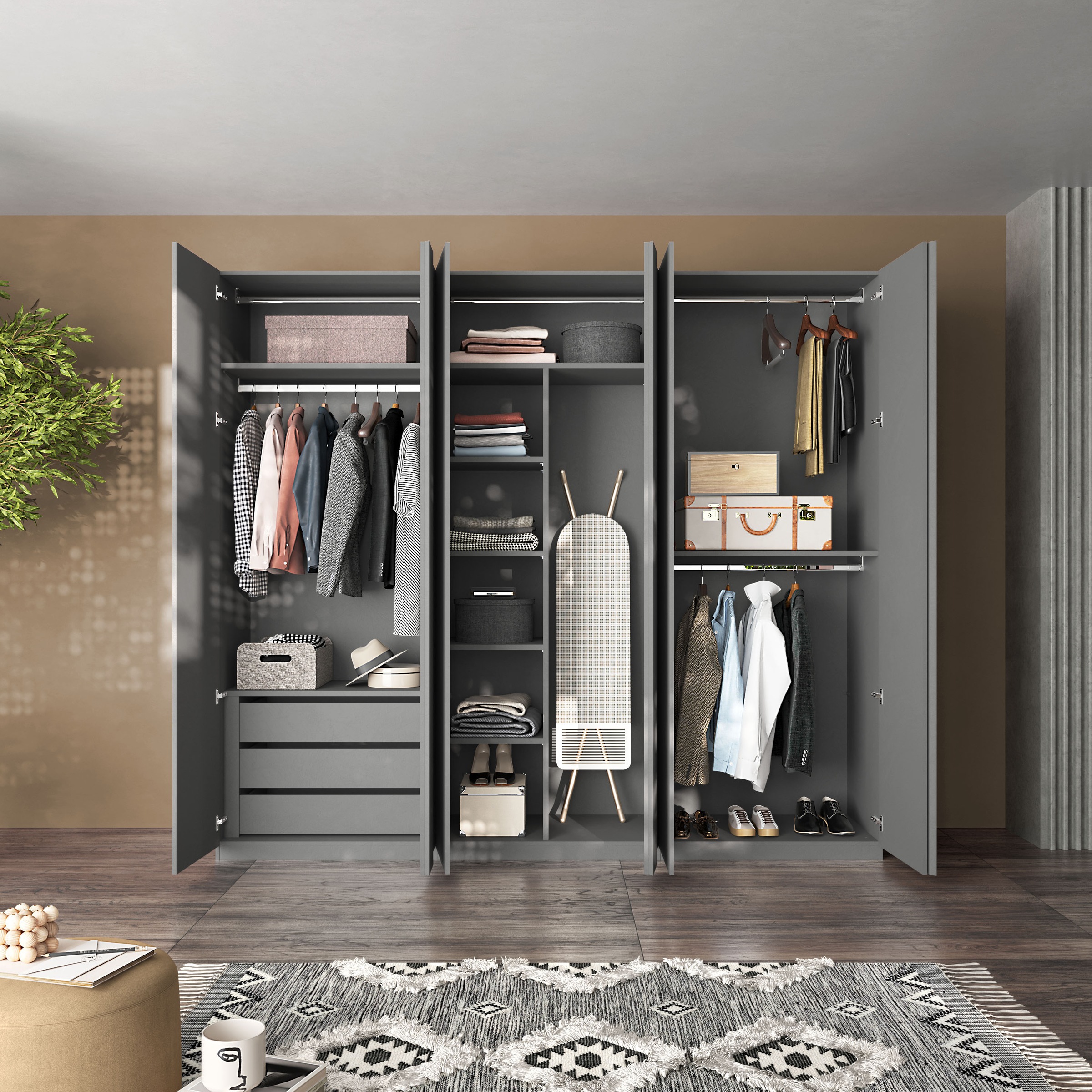 INOSIGN Schubkasteneinsatz »Jupiter – Steingrau, Schubladeneinsatz, 3 Schubkästen, B 89 cm«