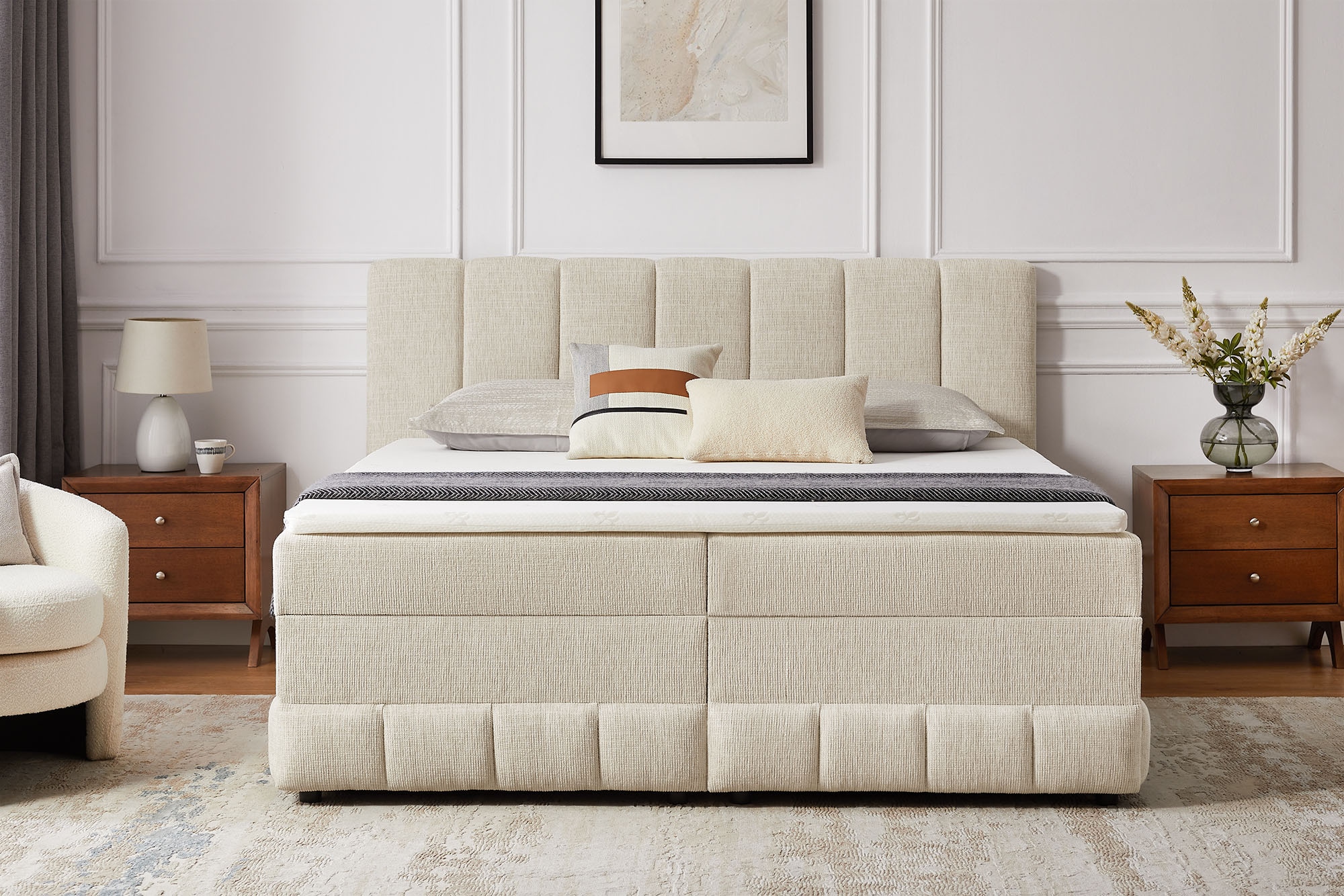 OTTO home Boxbett »Likely inkl. Bettkasten, Liegefläche 180x200 cm, in Boxspring-Optik« inkl. Topper, erhältlich in verschiedenen Farben