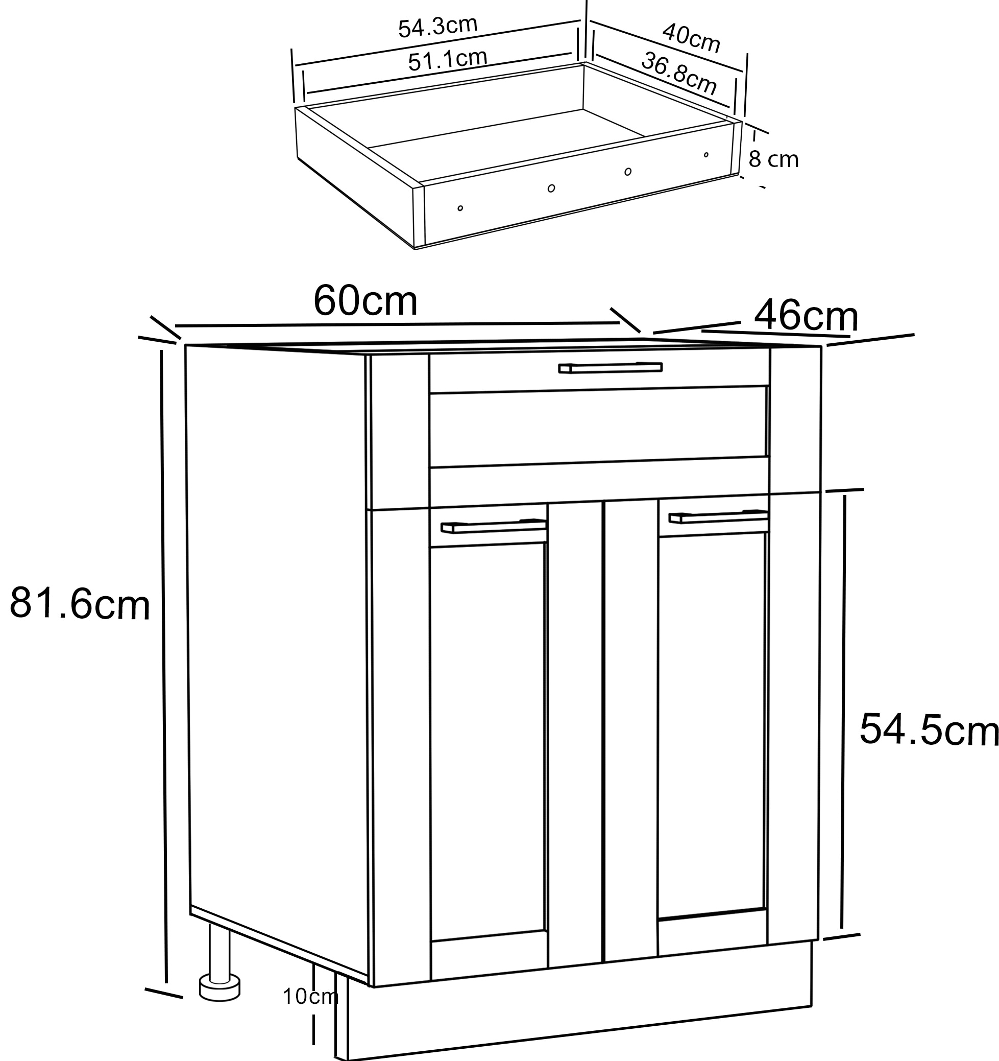 VCM Unterschrank »Küchenschrank 60 cm Unterschrank Schublade Colura«