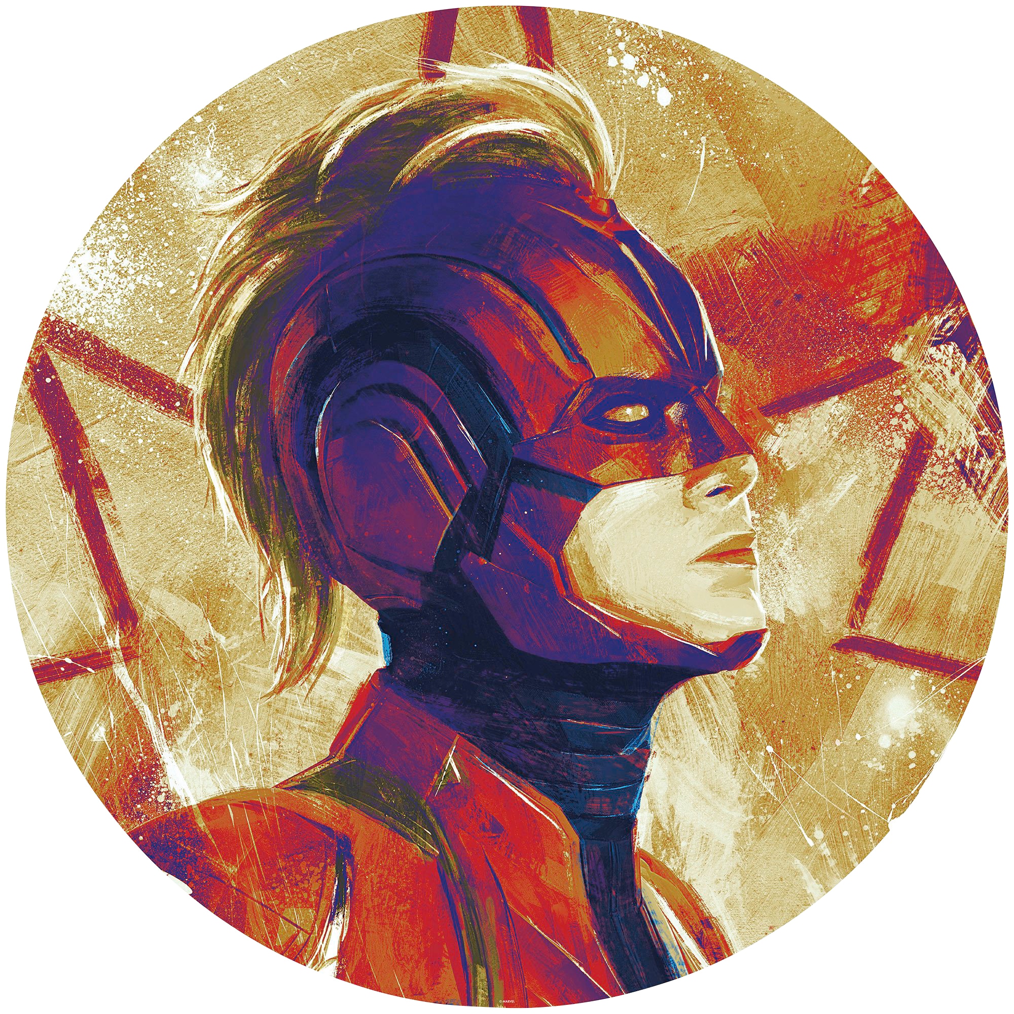 Fototapete »Avengers Painting Captain Marvel Helmet«, 125x125 cm (Breite x Höhe), rund...