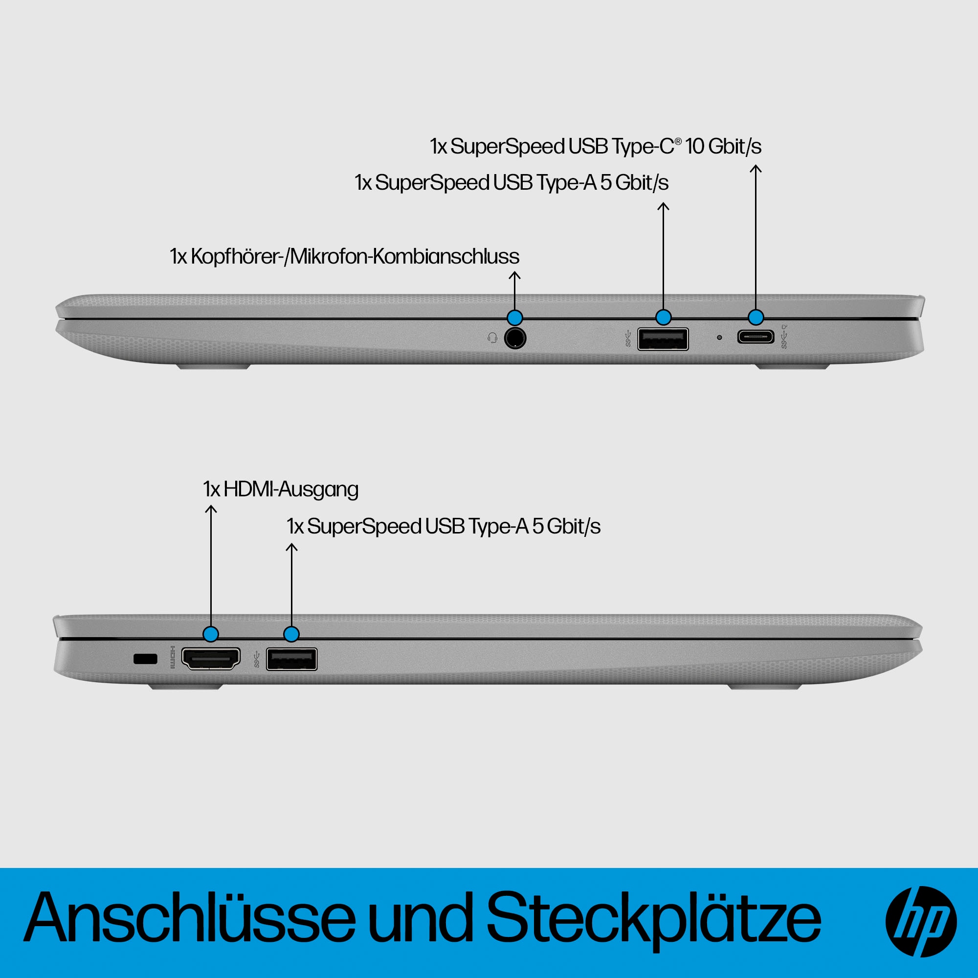 HP Chromebook »14a-ne1210ng«, 35,6 cm, / 14 Zoll, Intel, Celeron, UHD Graphics, 64 GB SSD