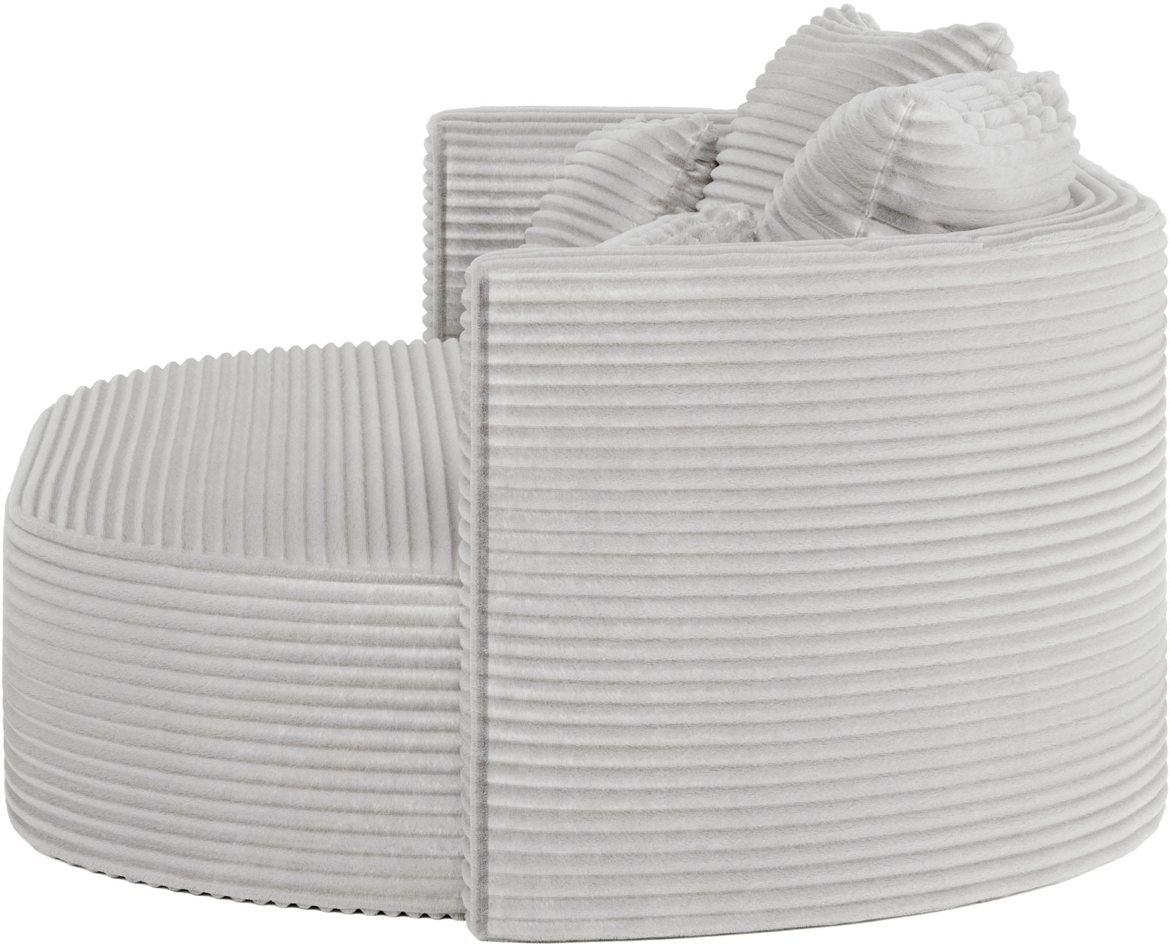 LeGer Home by Lena Gercke 2,5-Sitzer »ISALIE, rundes Loungesofa, mit Kissen, perfekt gepolstert«, moderne Stoffe, mit 4 Zierkissen, extra große Sitzfläche