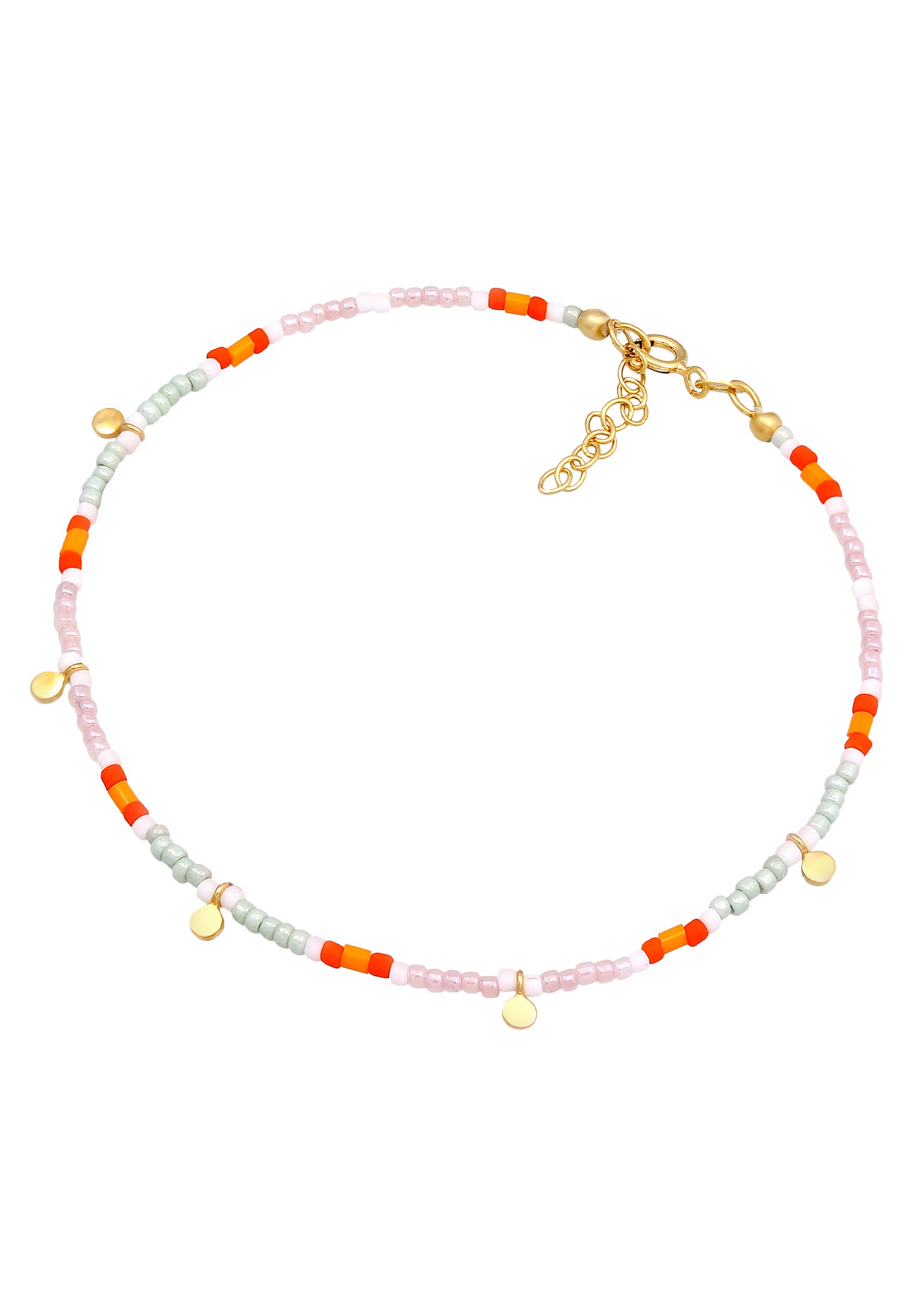 Elli Fußkette »Fußschmuck Plättchen Glas Beads Bunt 925 Silber«