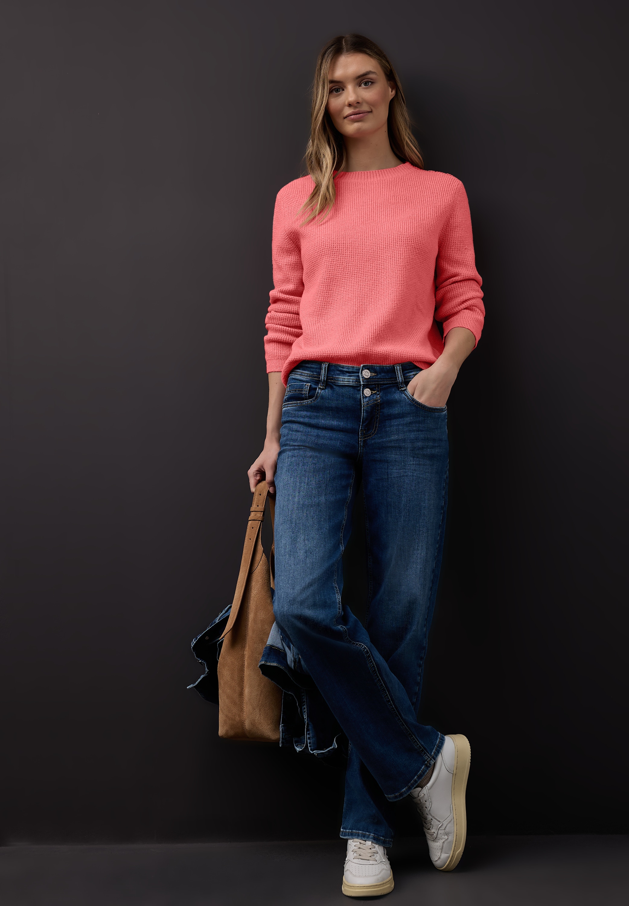 STREET ONE Strickpullover mit Knopfdetail