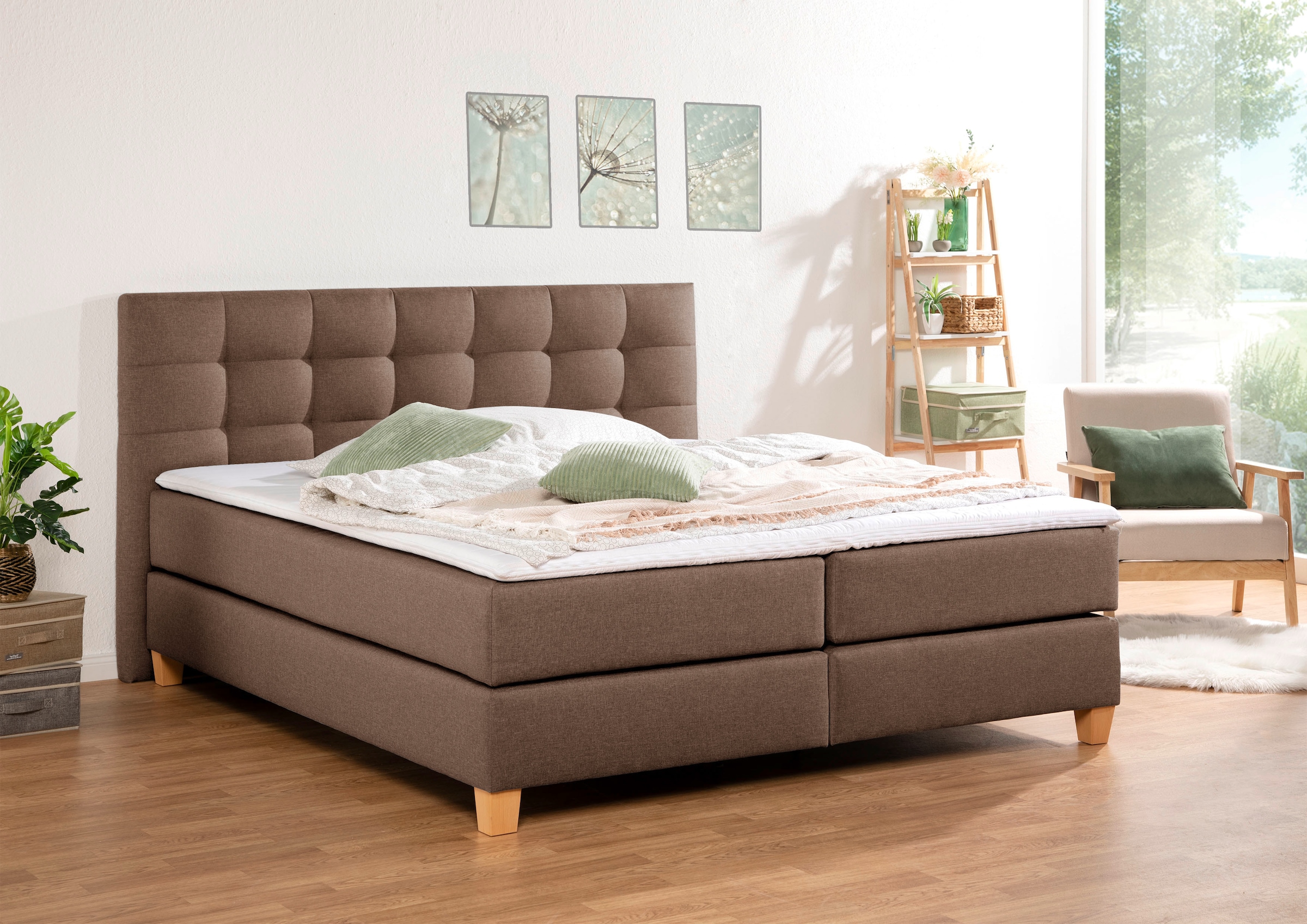 Home affaire Boxspringbett »Moulay«, inkl. Topper, in Überlänge 220 cm, 3 Härtegrade, auch in H4