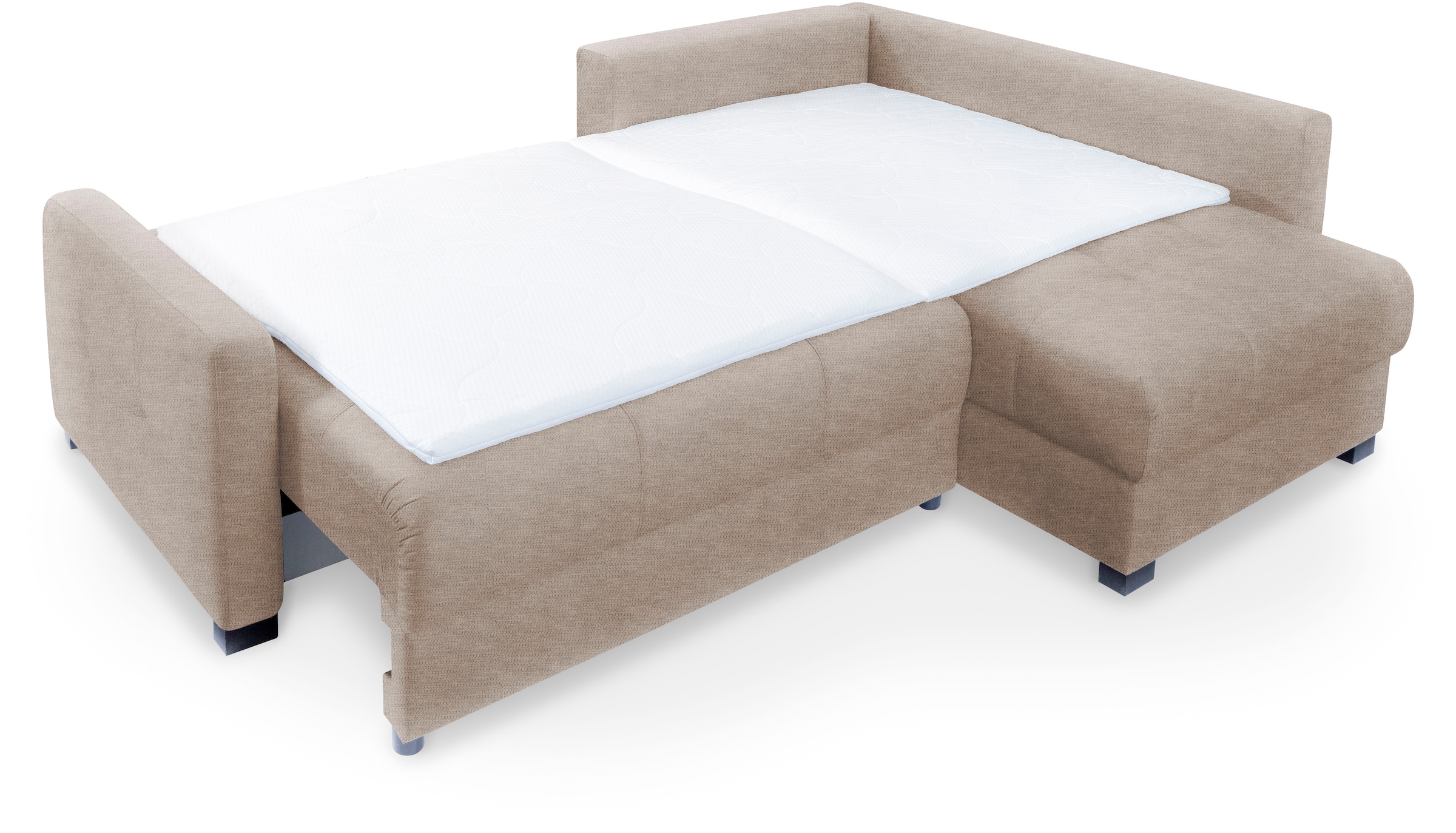 exxpo - sofa fashion Ecksofa »Chester, Boxspring Federkern-Polsterung für bequemeren Sitzkomfort«, L-Form, schmale Armlehnen, Bettfunktion u. Bettkasten