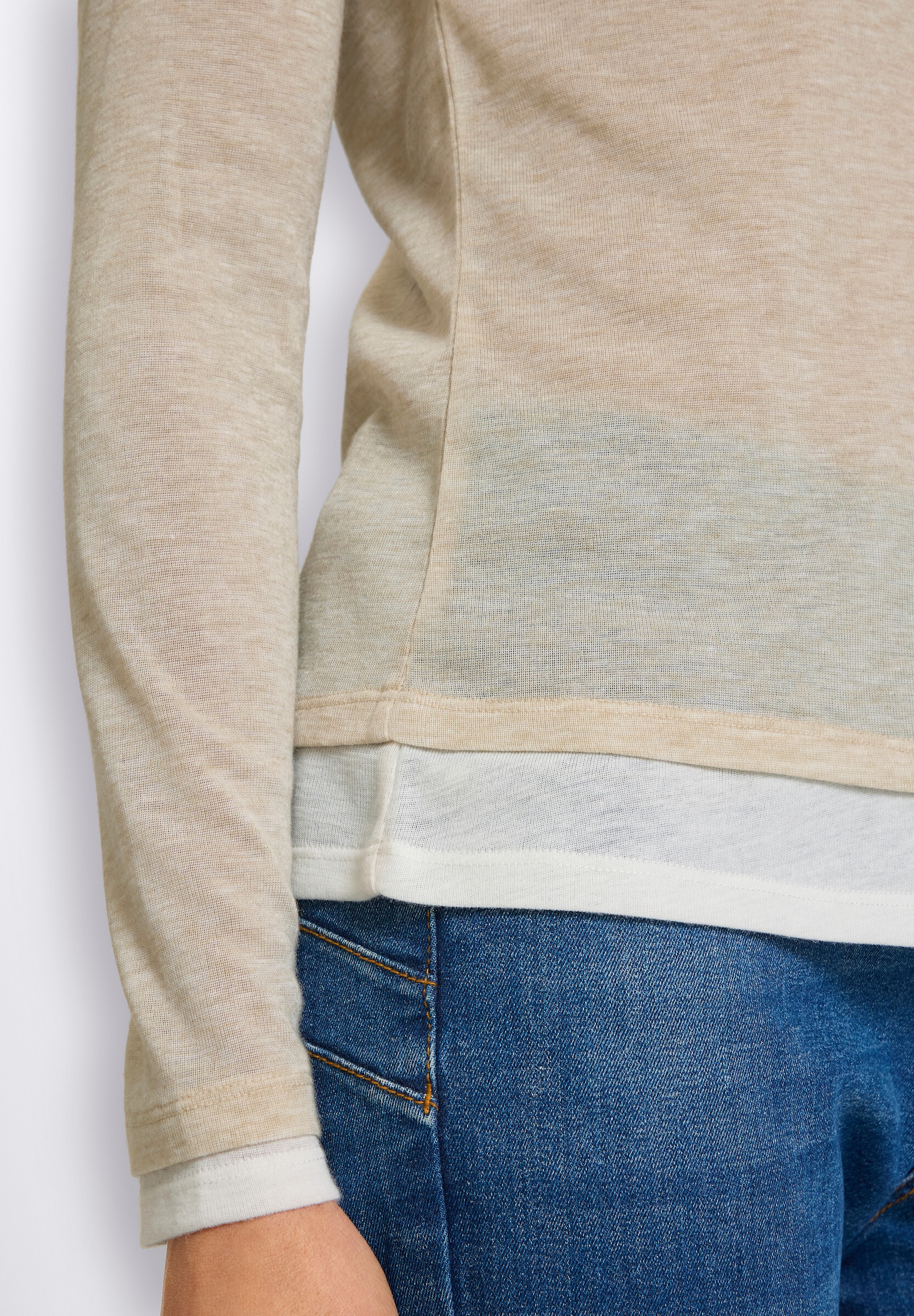 heine 2-in-1-Shirt »Langarm-Shirt 2-in-1-Langarmshirt mit kontrastfarbenen Abschlüssen«