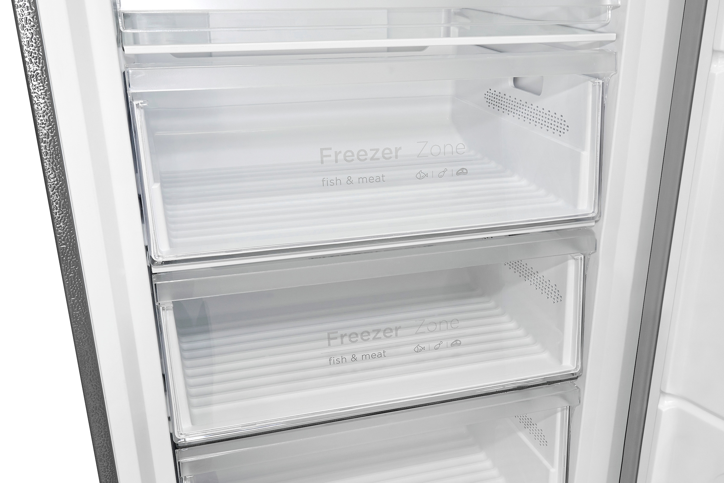 exquisit Gefrierschrank »GS380-NF-H-050D inoxlook«, 185,5 cm hoch, 71 cm breit, Türanschlag wechselbar