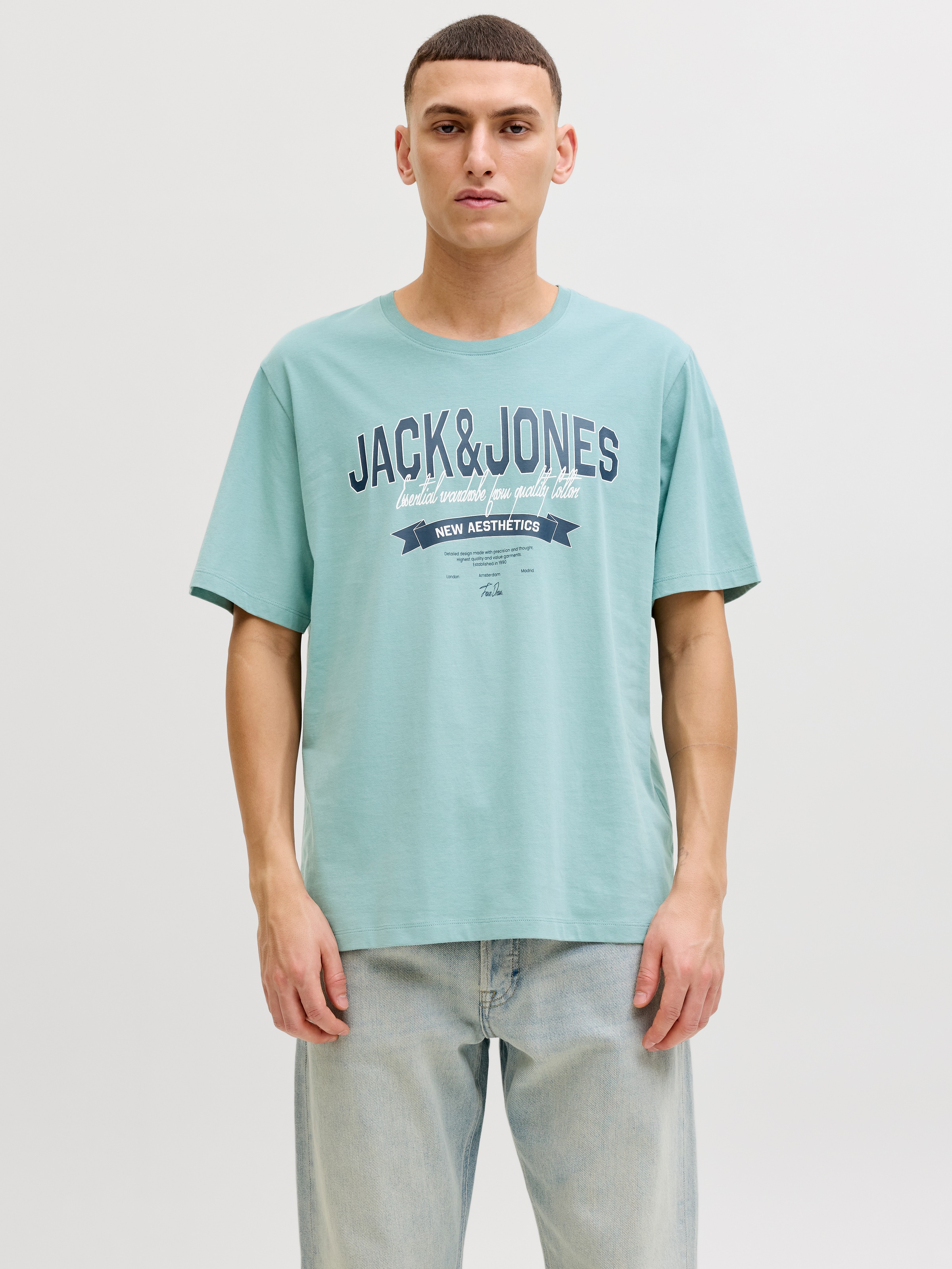 Jack & Jones Rundhalsshirt »JJELOGO TEE SS O-NECK 2 COL SS26 5PK MP« Packung, 5 tlg.