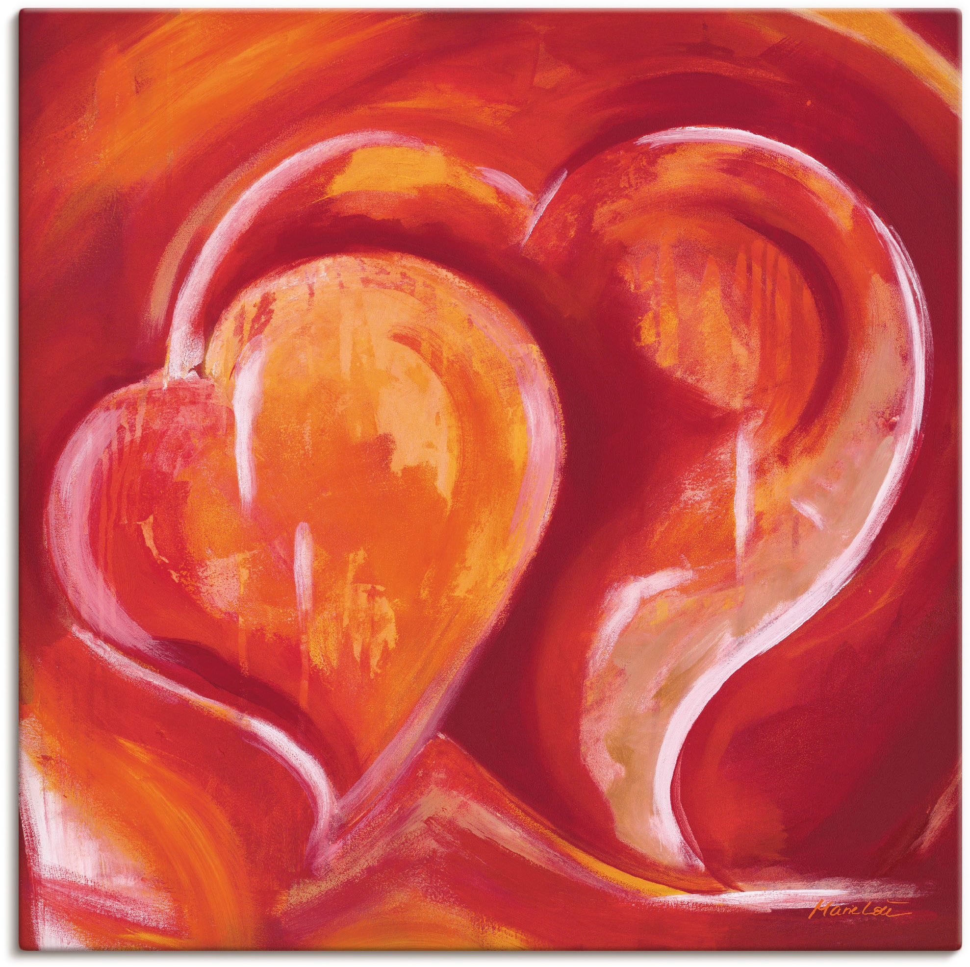 Artland Wandbild »Abstrakte Herzen (1 Leinwandbild, kaufen Poster bei Rot«, Herzbilder, in verschied. St.), Größen OTTO - als