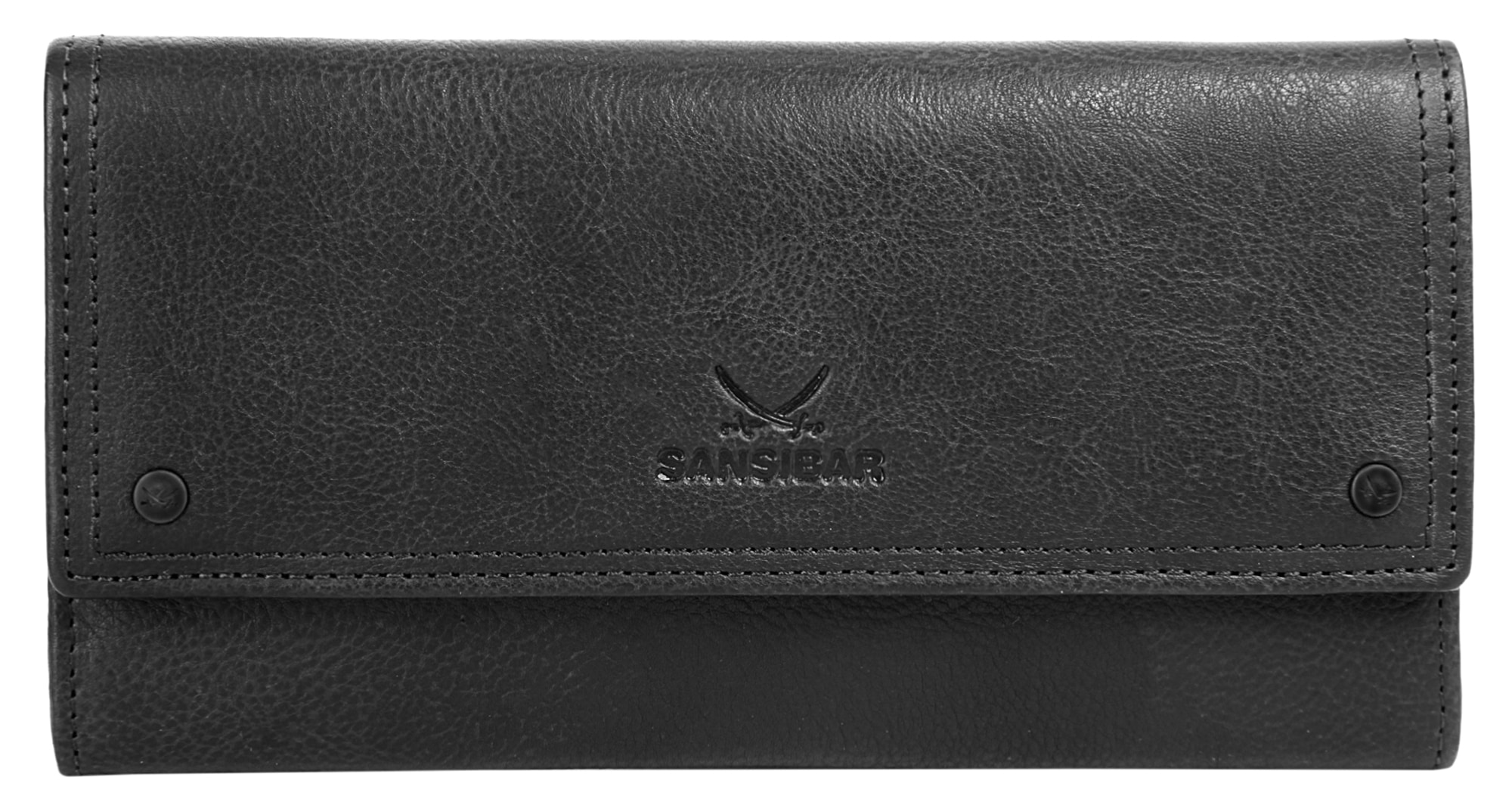 Sansibar Damen Geldbörse echt Leder in schwarz
