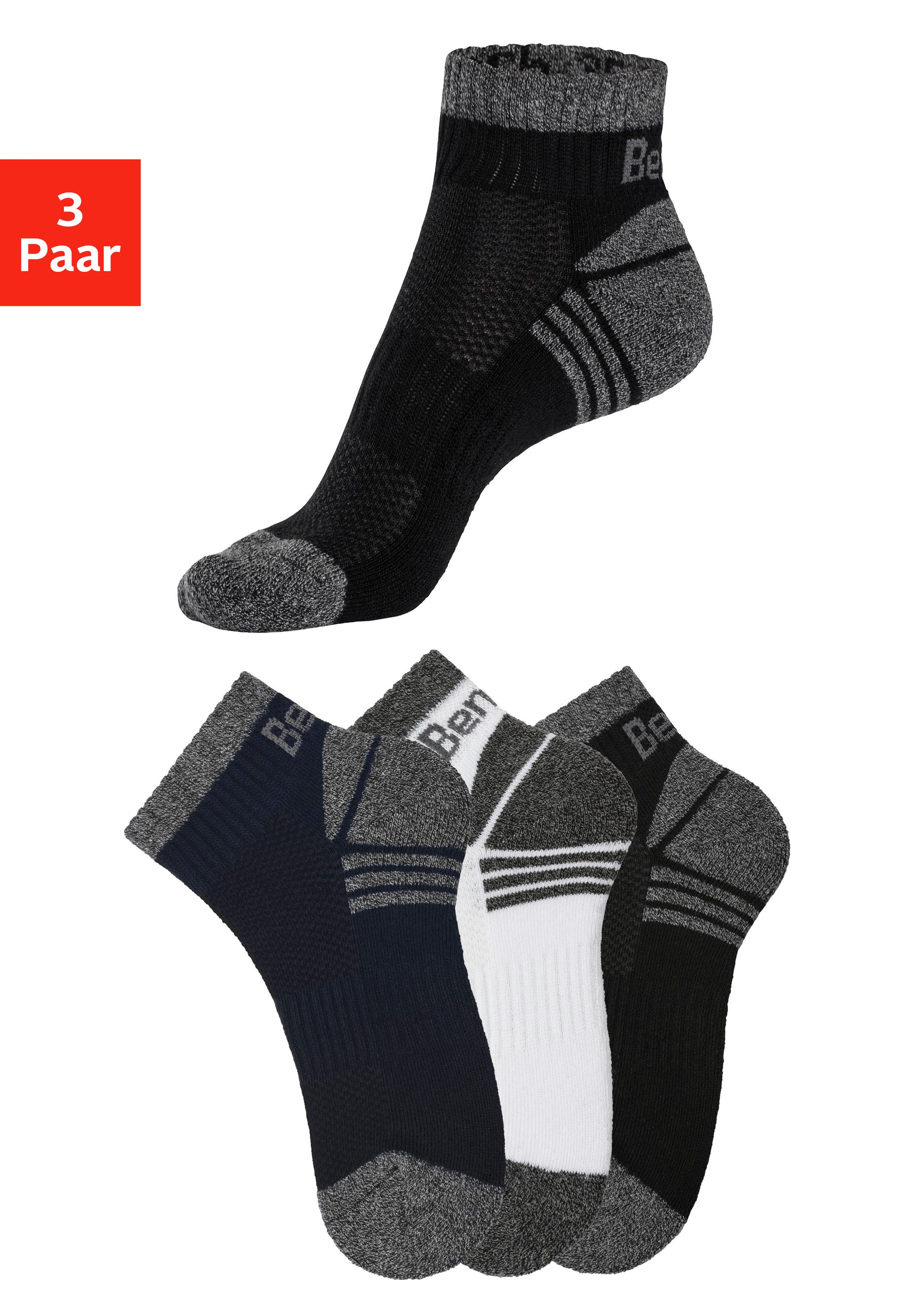Bench. Kurzsocken Packung in bunt, Größe 43-46