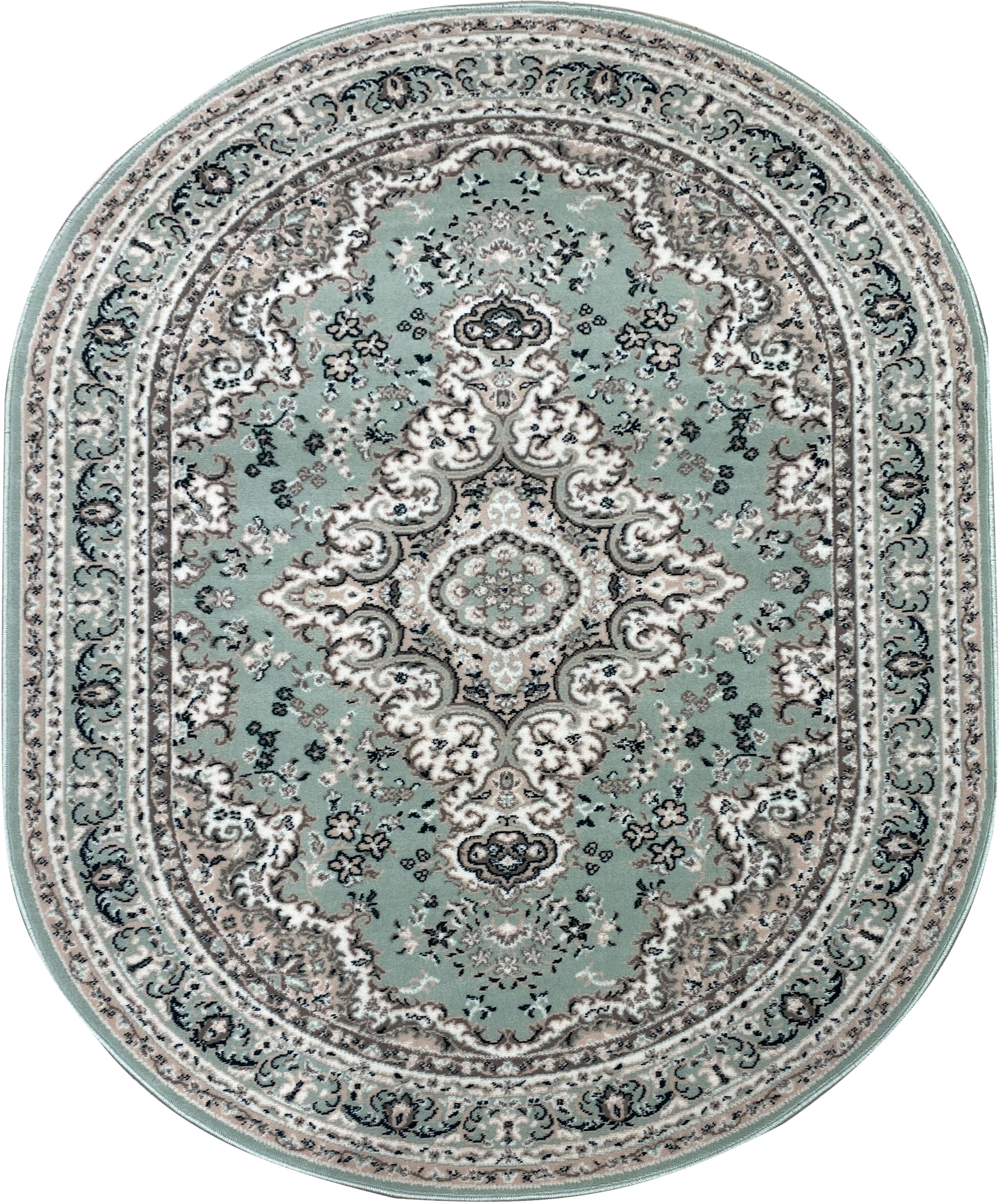my home Teppich »Oriental, Made in Belgium«, oval, 7 mm Höhe, Orient-Optik, mit Bordüre, Kurzflor, pflegeleicht, elegant