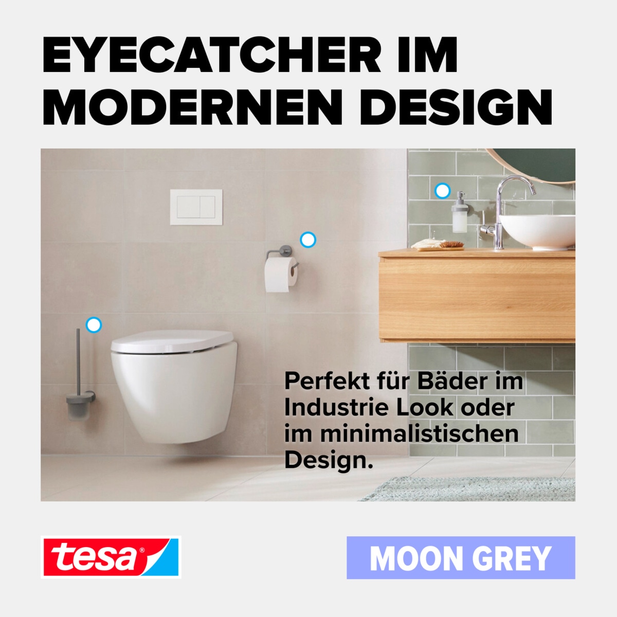 tesa Toilettenpapierhalter »MOON Toilettenrollenhalter« grau - 9,9 cm : 14 cm : 5,3 cm