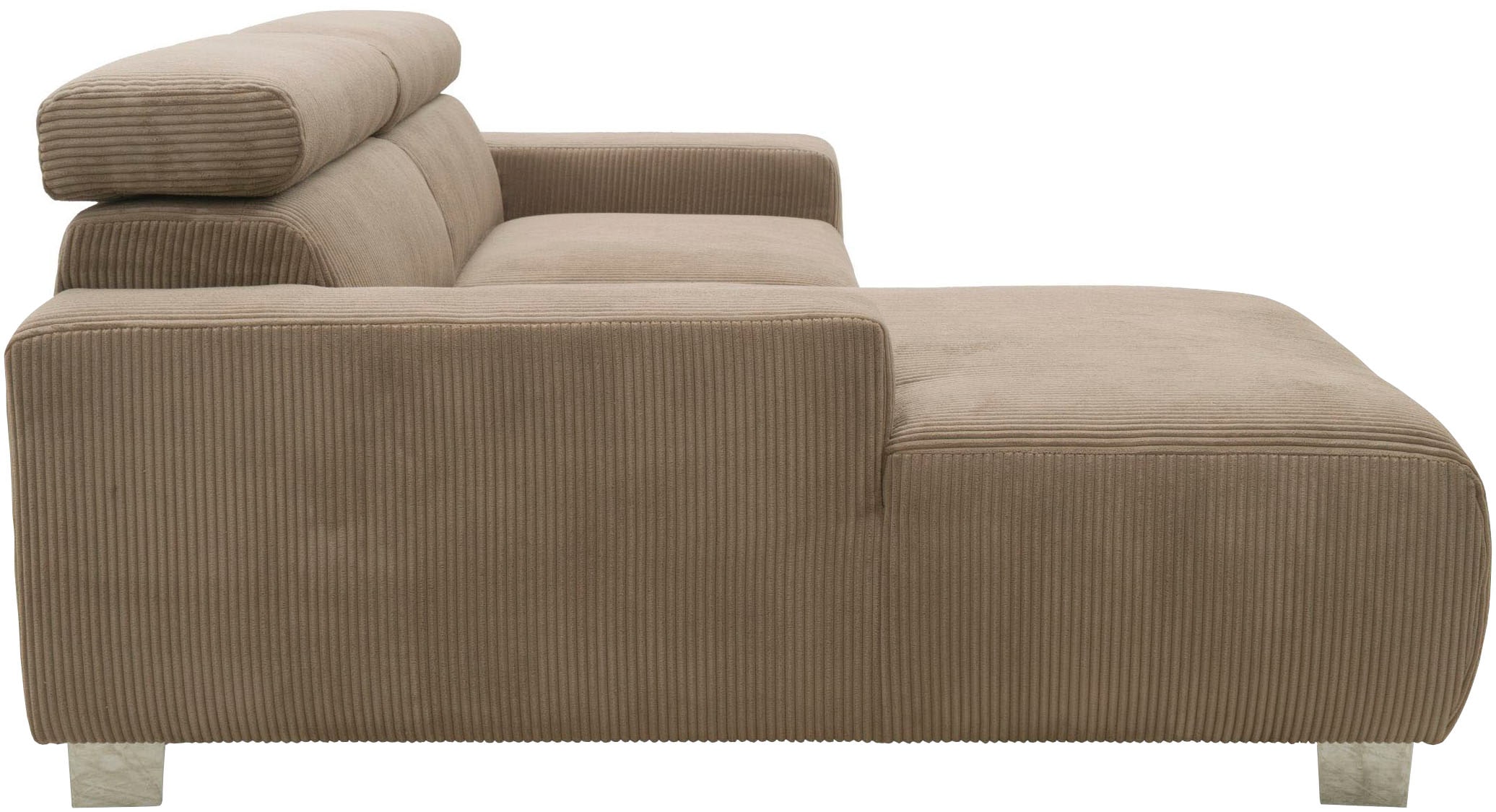 DOMO collection Ecksofa »100030 inkl. Kopfteilverstellung, guter Sitzkomfort, Cordbezug, L-Form«, mit komfortabler Wellenunterfederung, ideal für kleine Räume