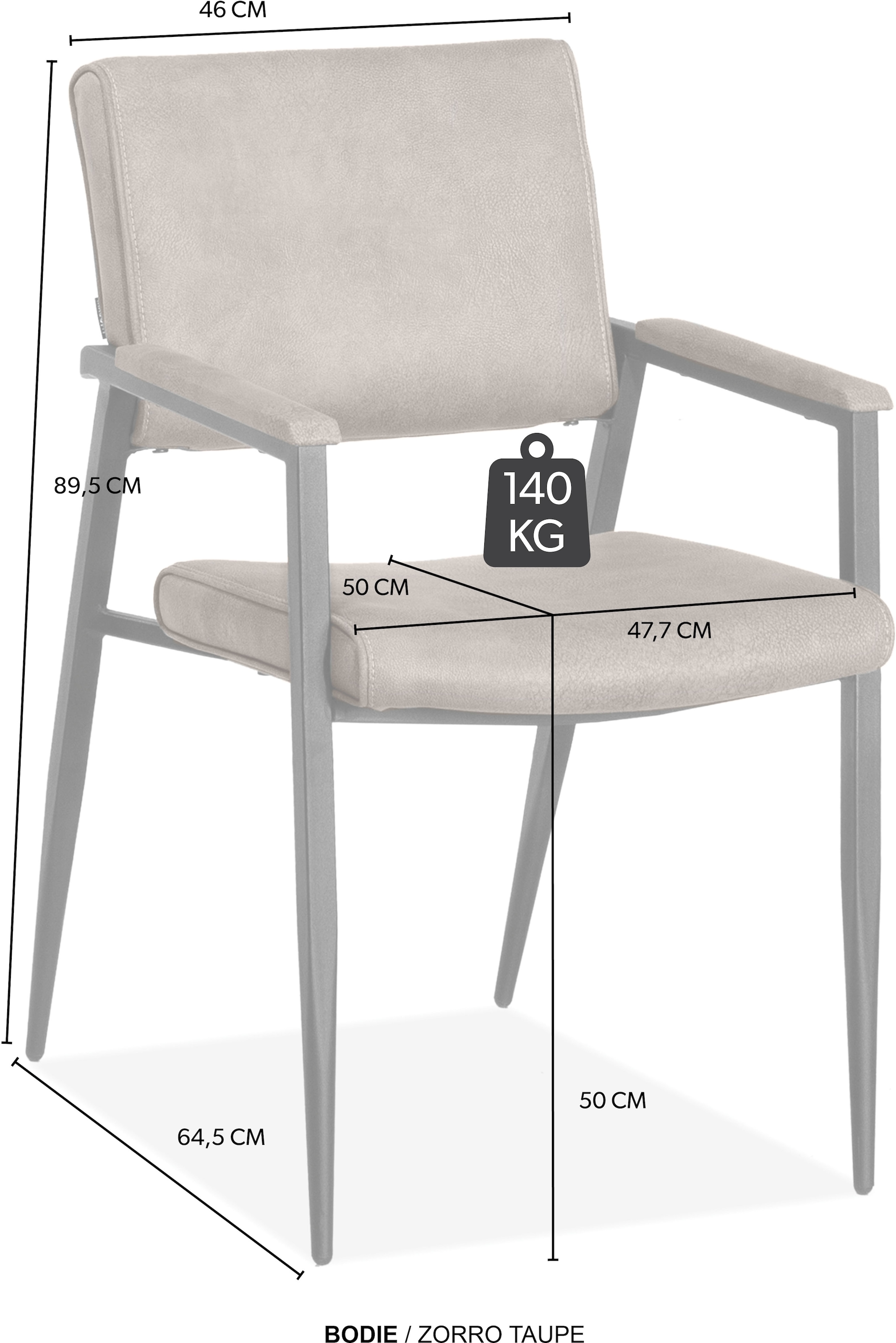 OMG Design Esszimmerstuhl »Bodie« (Set) 2 Stk.bequemer Armlehnenstuhl, pflegeleichter Bezug