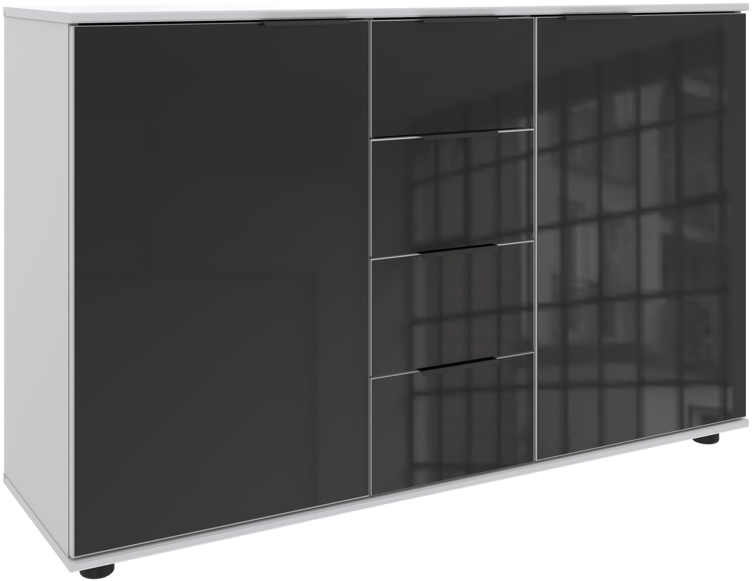 Kombikommode »Leonberg, Sideboard 2trg mit 4 Schubladen«, mit Glasfront, B/T/H...