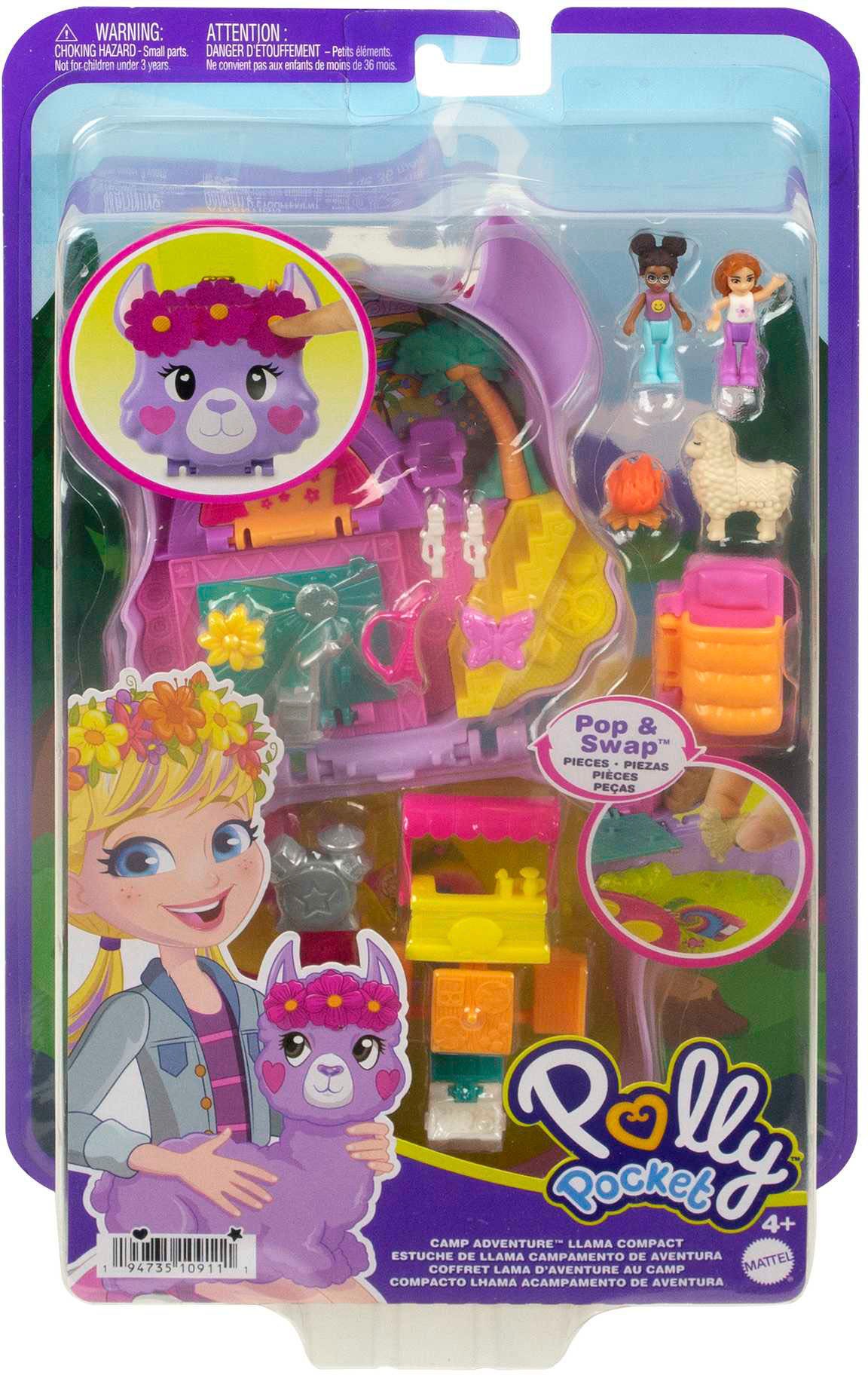Polly Pocket Spielwelt »Camp Abenteuer Lama Schatulle«, mit 2 Puppen und Zubehör