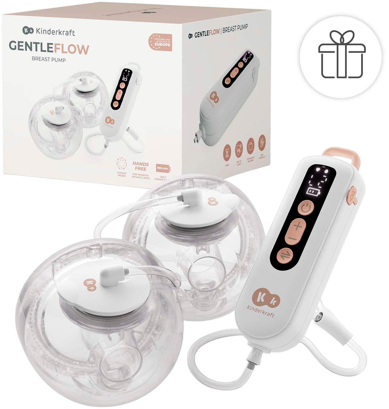 Kinderkraft Elektrische Doppelmilchpumpe »GENTLEFLOW« mit 3 Modi, 9 Stufen und Speicherfunktion