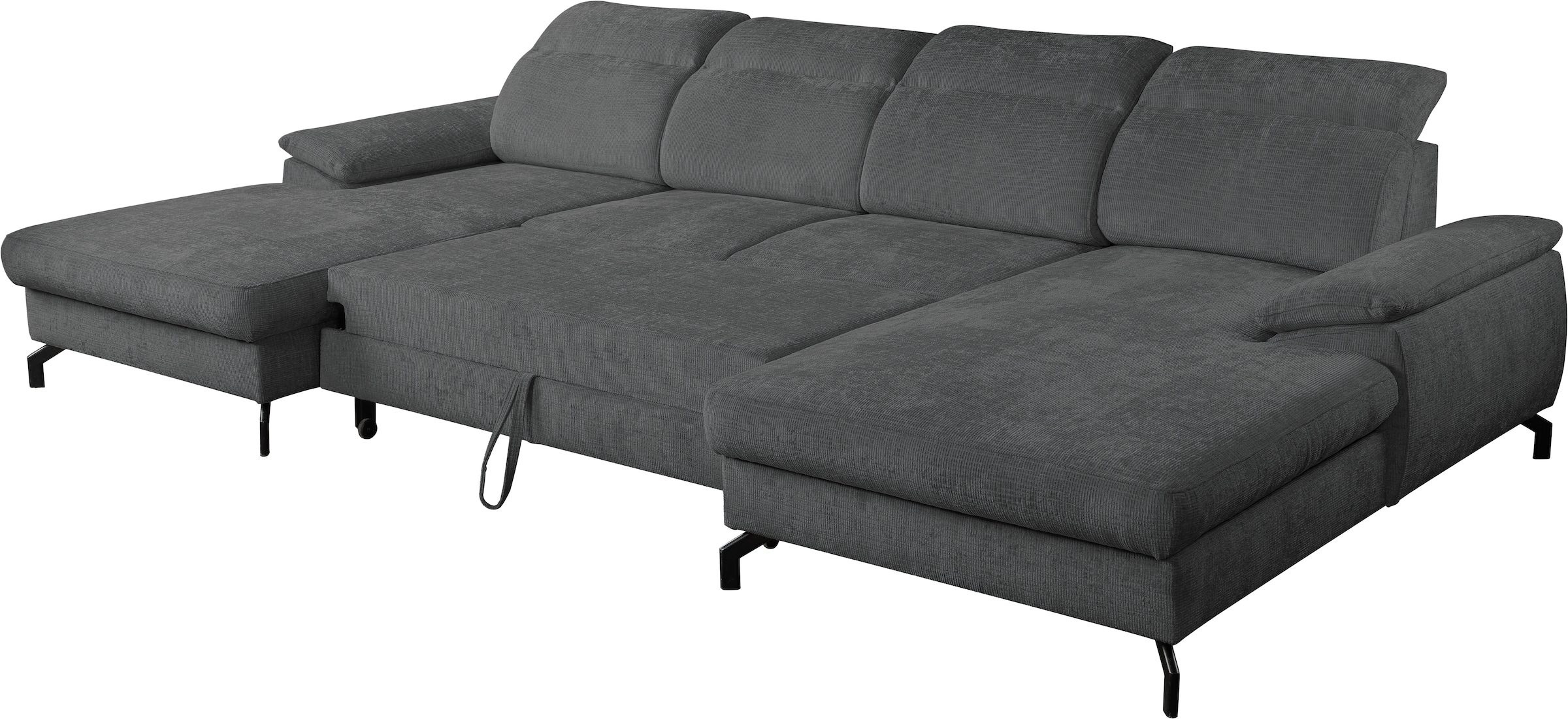 WERK2 Wohnlandschaft »Slavio U-Form«, Modernes U-Sofa mit Schlaffunktion, Bettkasten, Kopfteile verstellbar