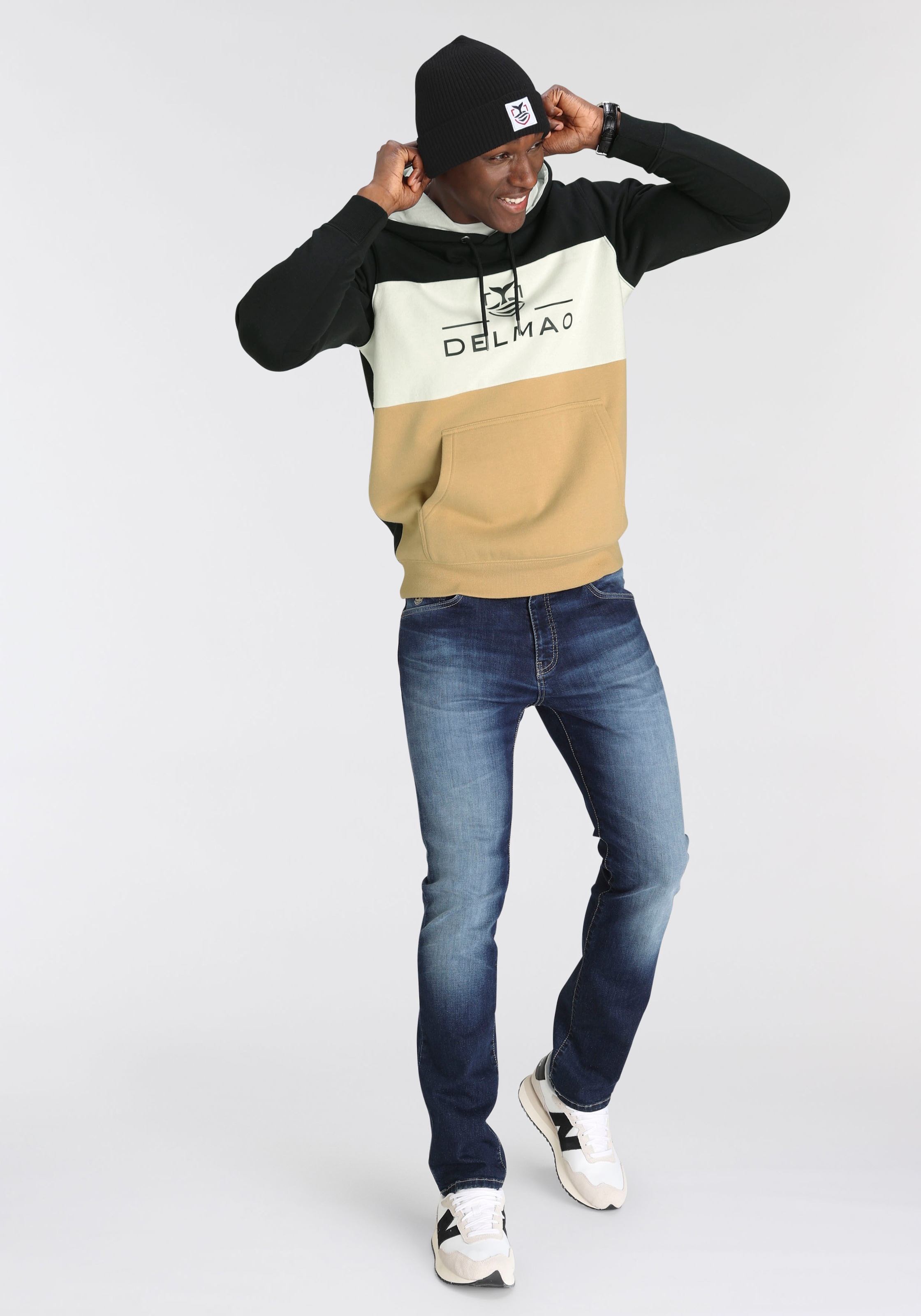 DELMAO Kapuzensweatshirt, mit Blockstreifen und Print-NEUE MARKE! online  shoppen bei OTTO