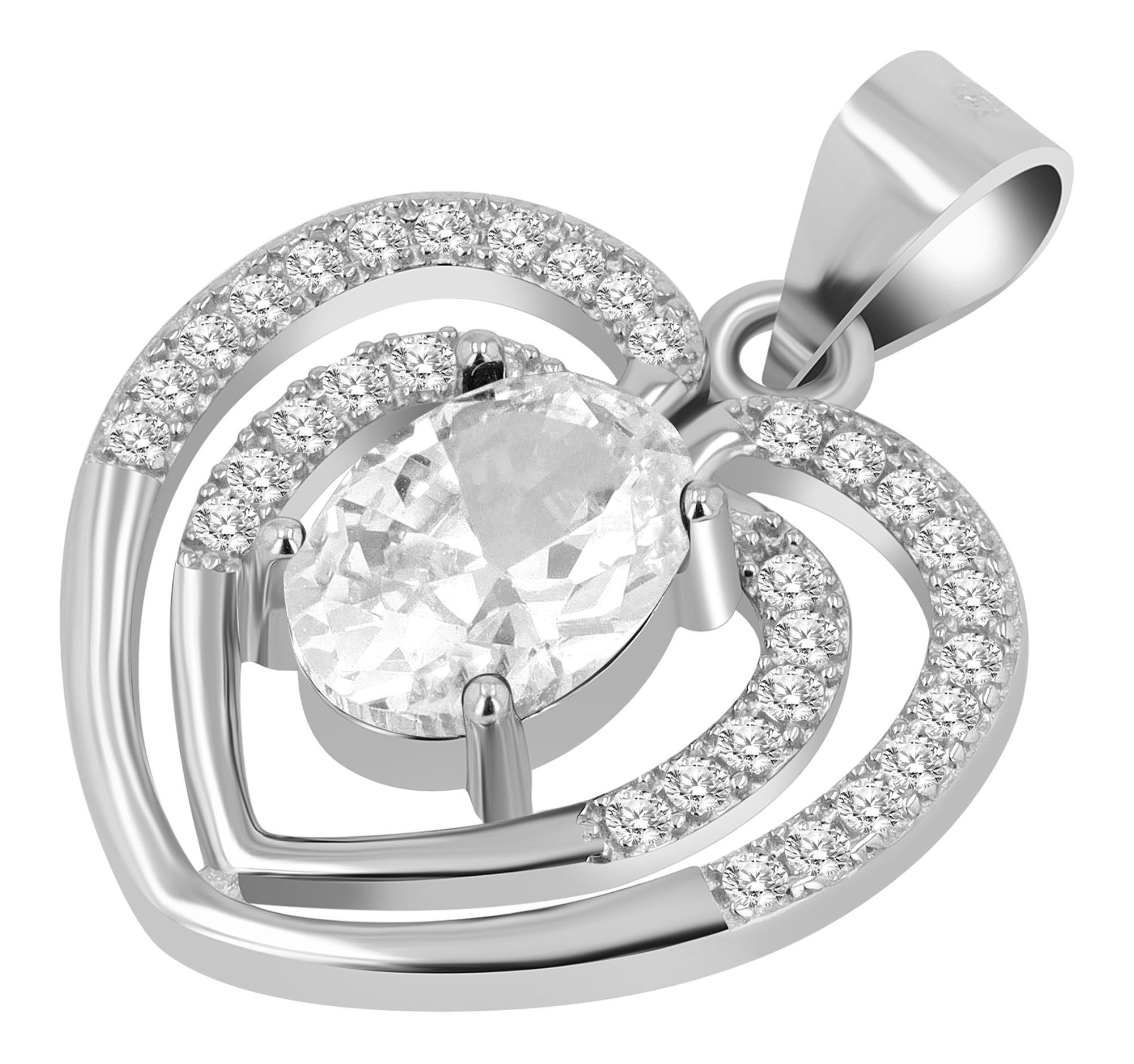 Adelia´s Herzanhänger »Damen Anhänger ¿ Herz Herzanhänger aus 925 Silber mit Zirkonia«