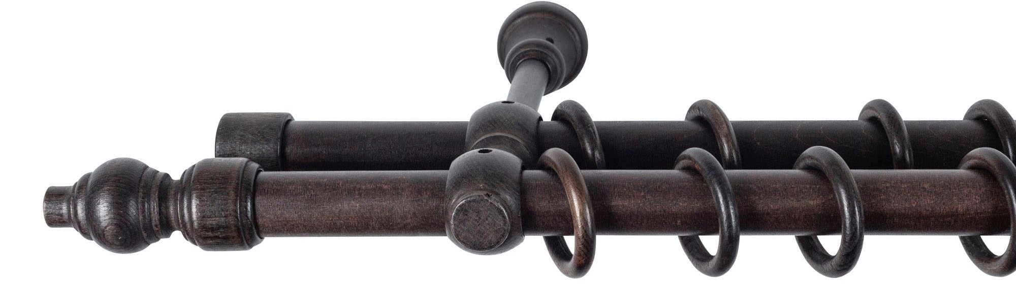 SN DECO GROUP Gardinenstange »Filigrano« 2 läufig-läufig Fixmaß 28 mm, Holz, verschiedene Längen und Farben, Komplettset