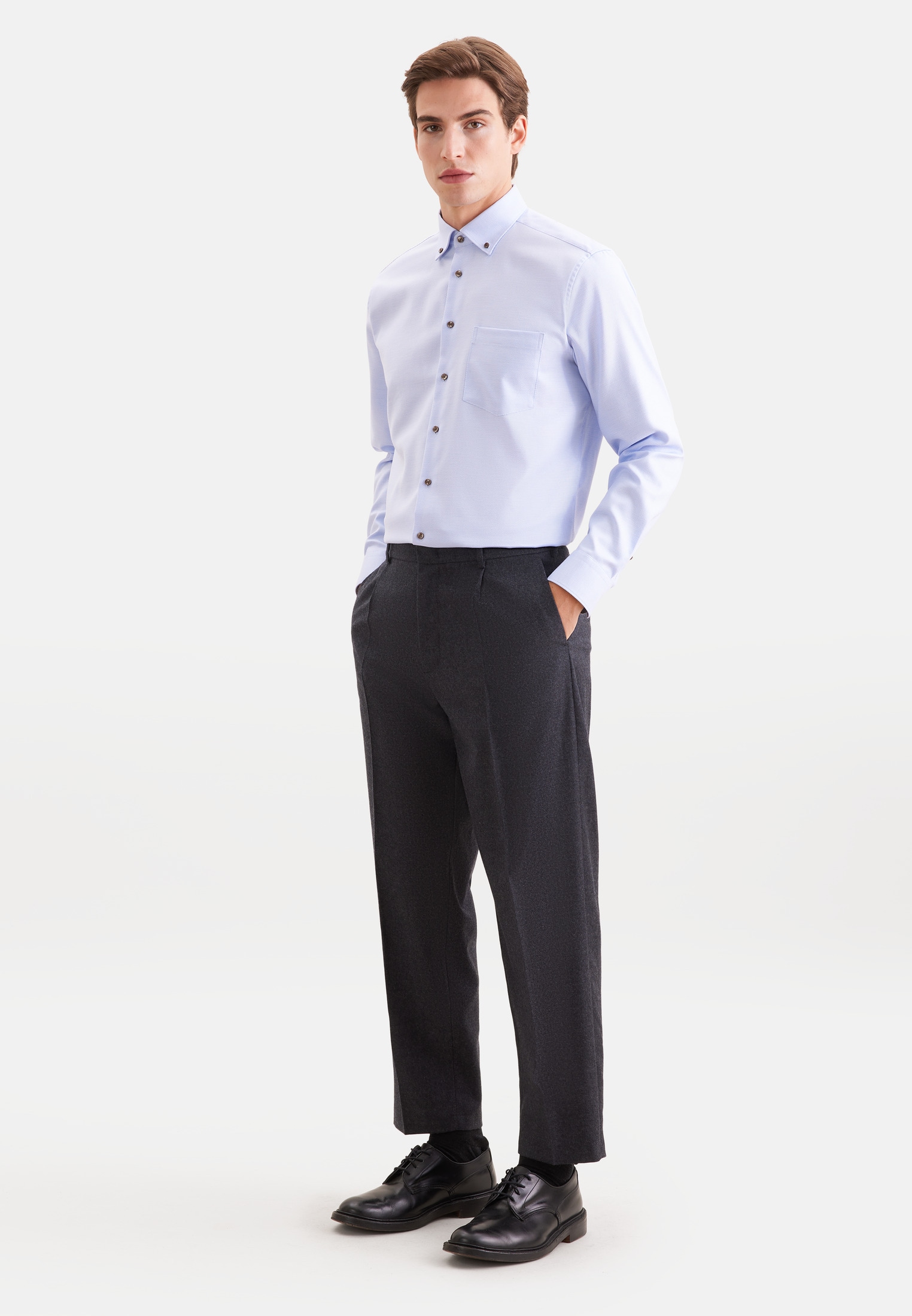 seidensticker Businesshemd »Schwarze Rose« Regular 1/1 Button-Down-Kragen Struktur