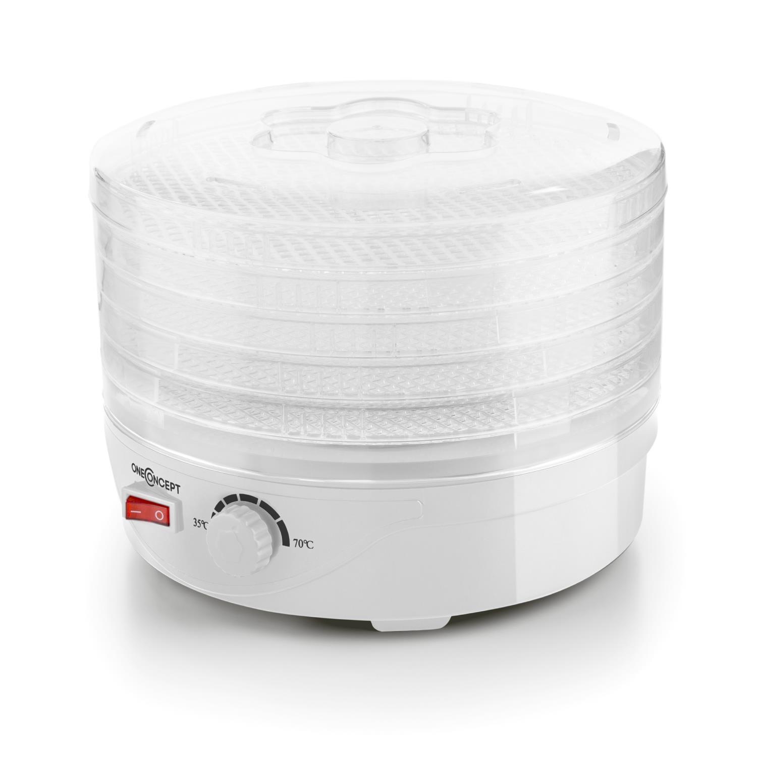 ONECONCEPT Dörrautomat 5 Etagen Dehydrator 250 Watt weiß