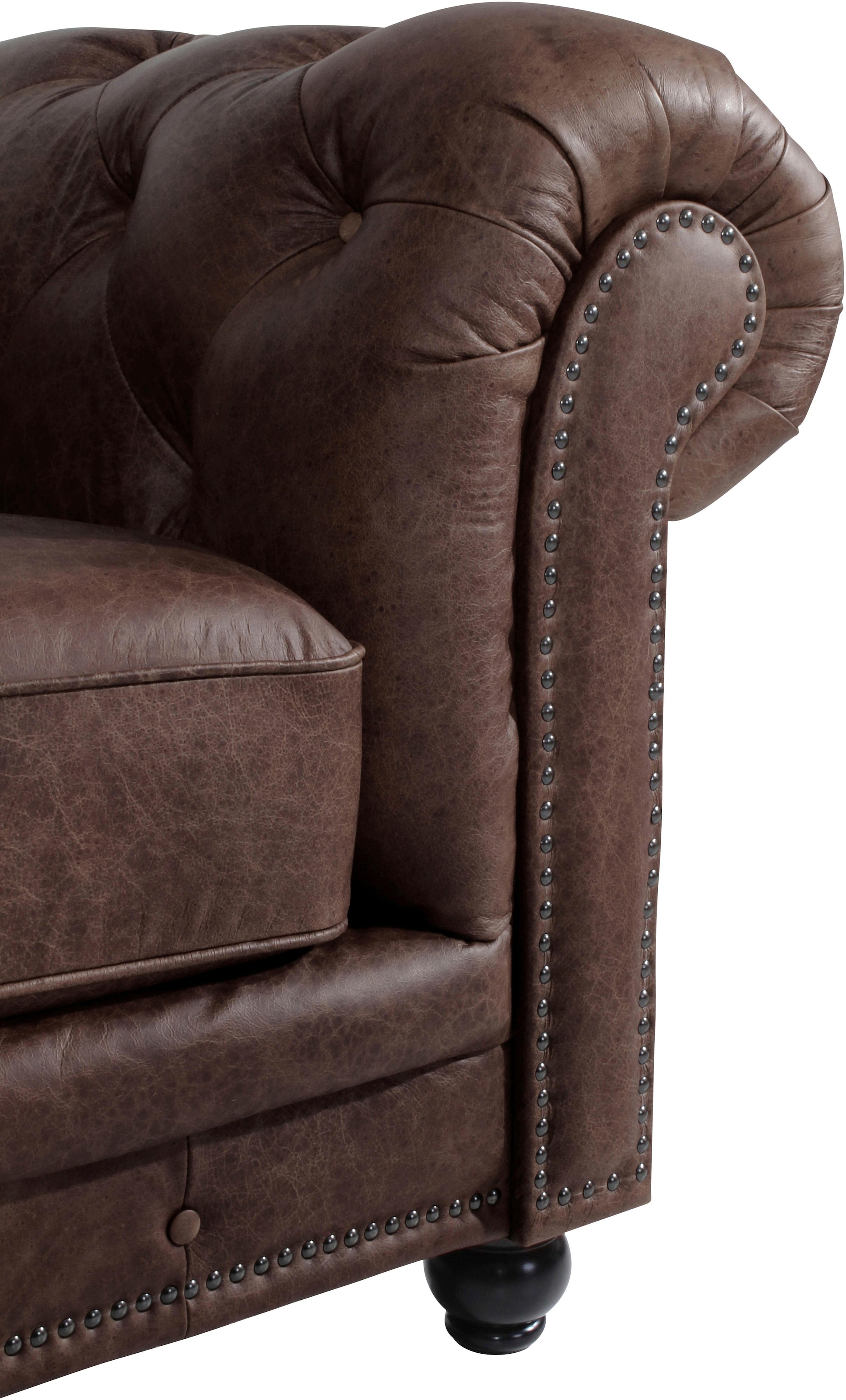 Max Winzer® Chesterfield-Sessel »Old England«, Ledersessel mit Knopfheftung & Ziernägeln