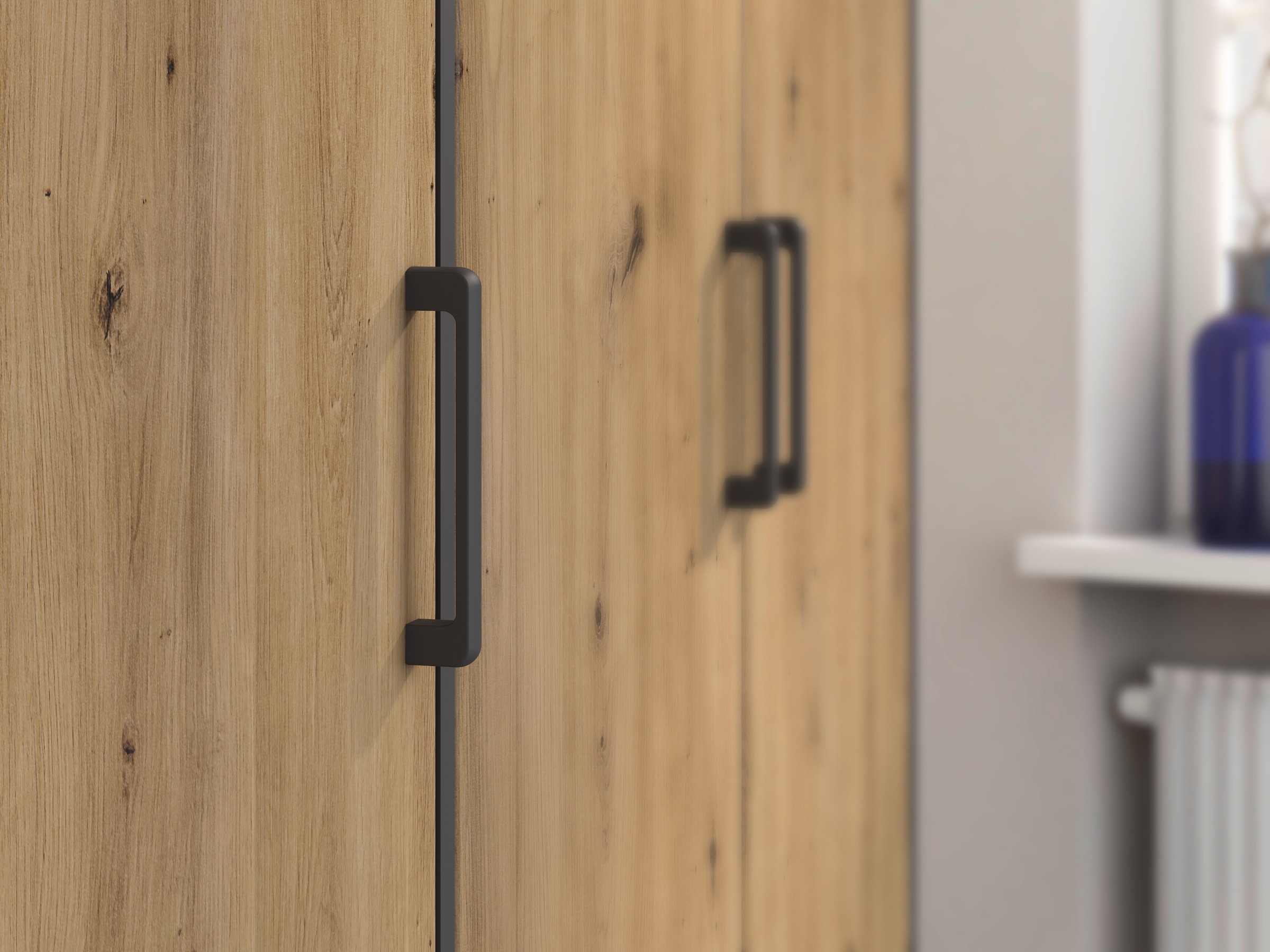 rauch Drehtürenschrank »Kleiderschrank Schrank Garderobe Wäscheschrank VOYAGER« in 3 verschiedenen Ausstattungen BASIC/CLASSIC/PREMIUM,  mit modernen Griffen in Graumetallic und Spiegel