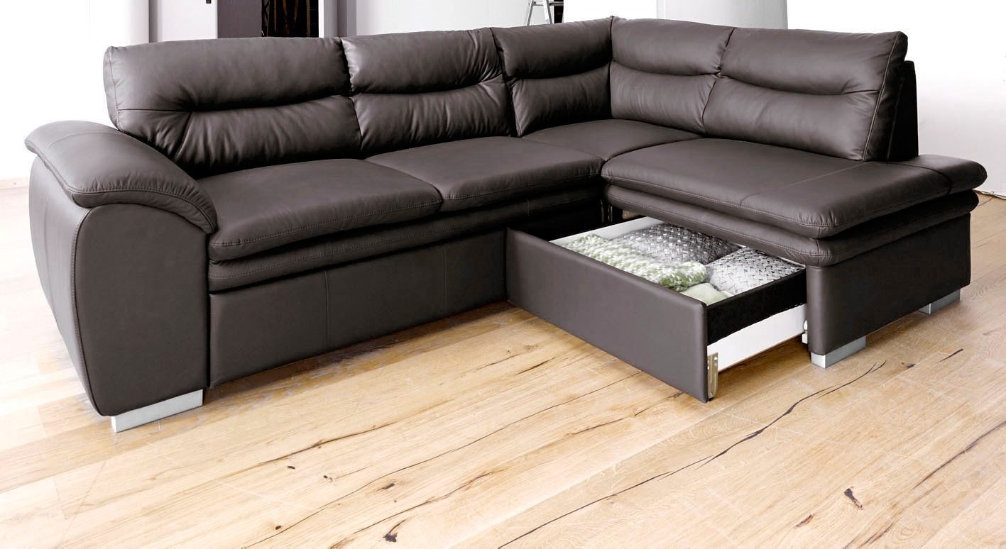 COTTA Ecksofa »Leandra L-Form«, wahlweise mit Bettfunktion und Bettkasten