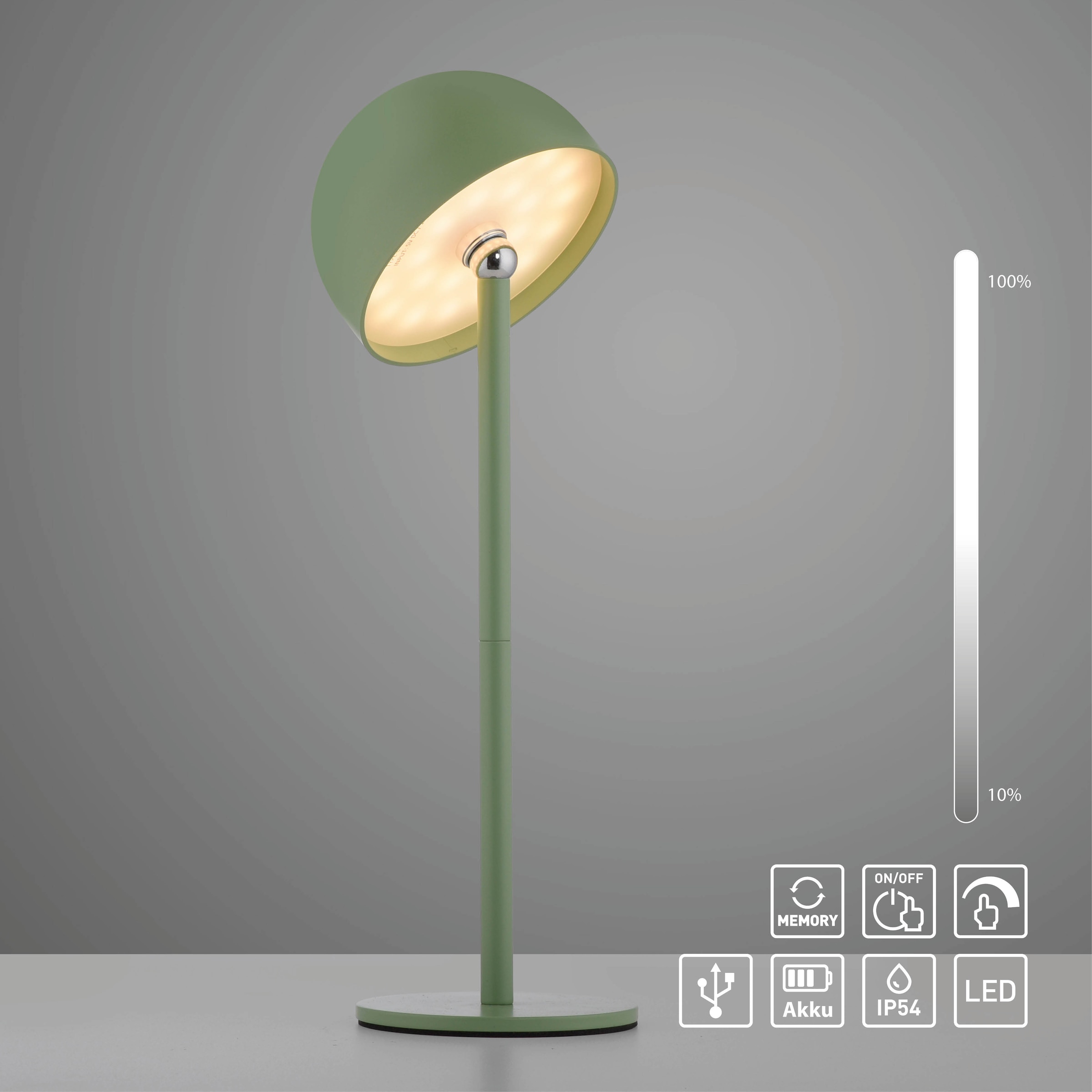 OTTO home Tischleuchte »Akku Tischlampe Garrin Indoor Outdoor, magnetischer Flaschenaufsatz« LED-Board Warmweiß Pilzlampe Flaschenaufsatz, Regulierung der Lichtstärke, Pilz, Lampe