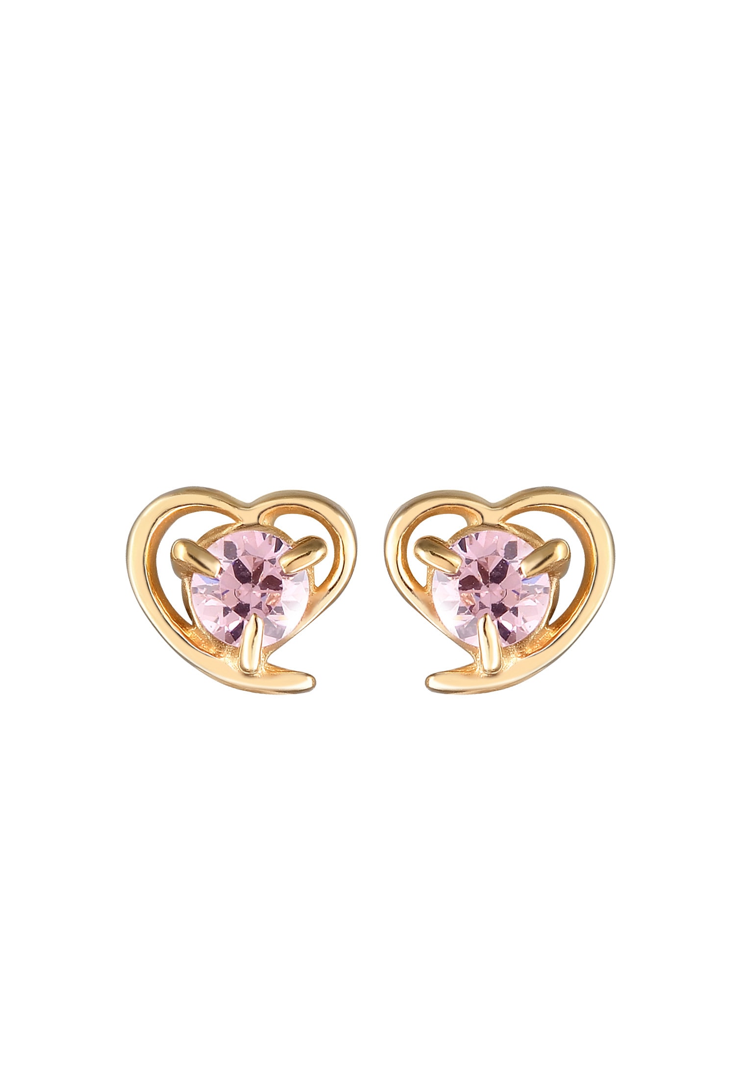 Elli Premium Paar Ohrstecker »Ohrringe Herz Zirkonia 585 Gelbgold«