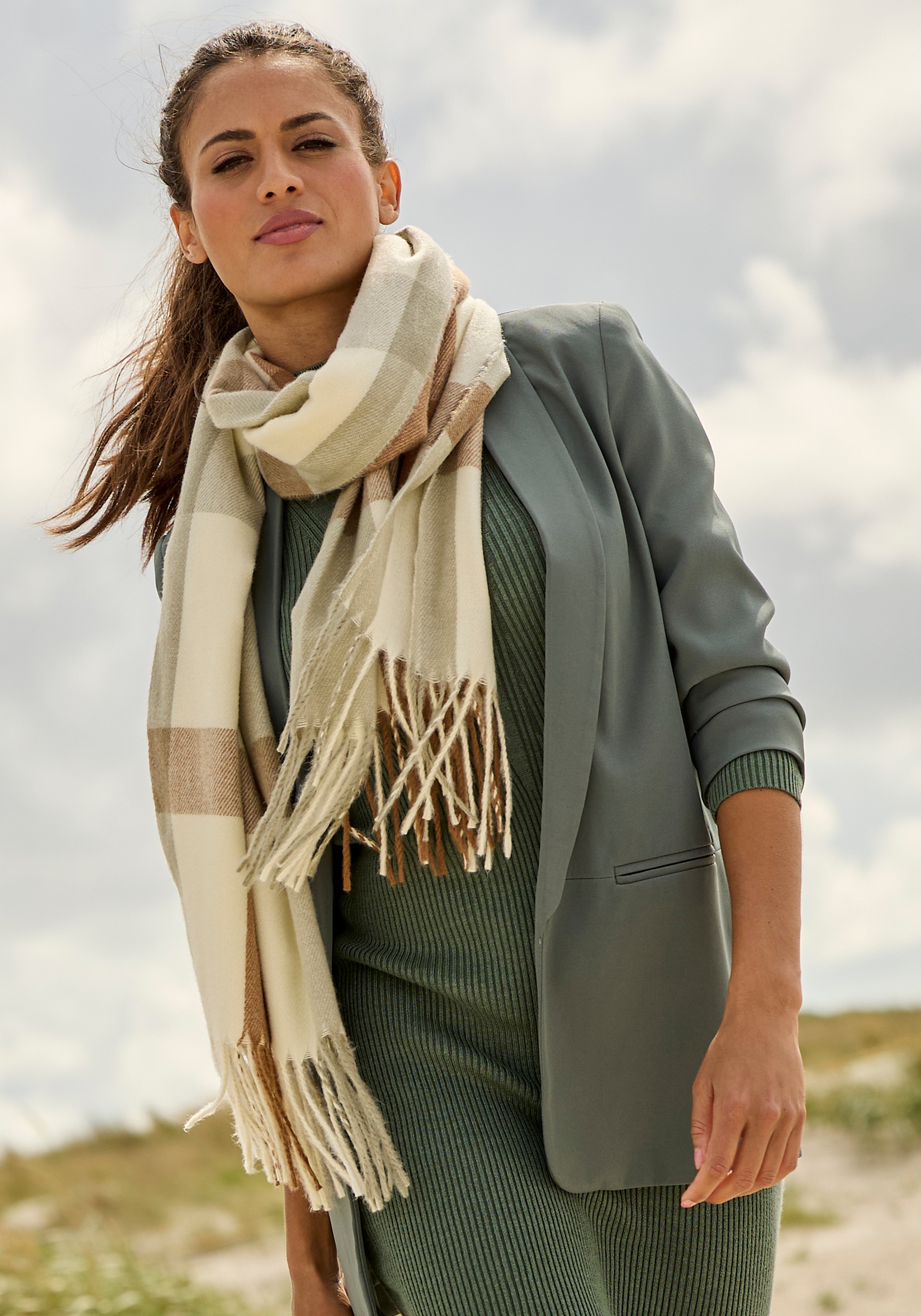 Laura Scott Damen Modeschal im klassischen Karo-Design in modischen Farbekombinationen - NEW