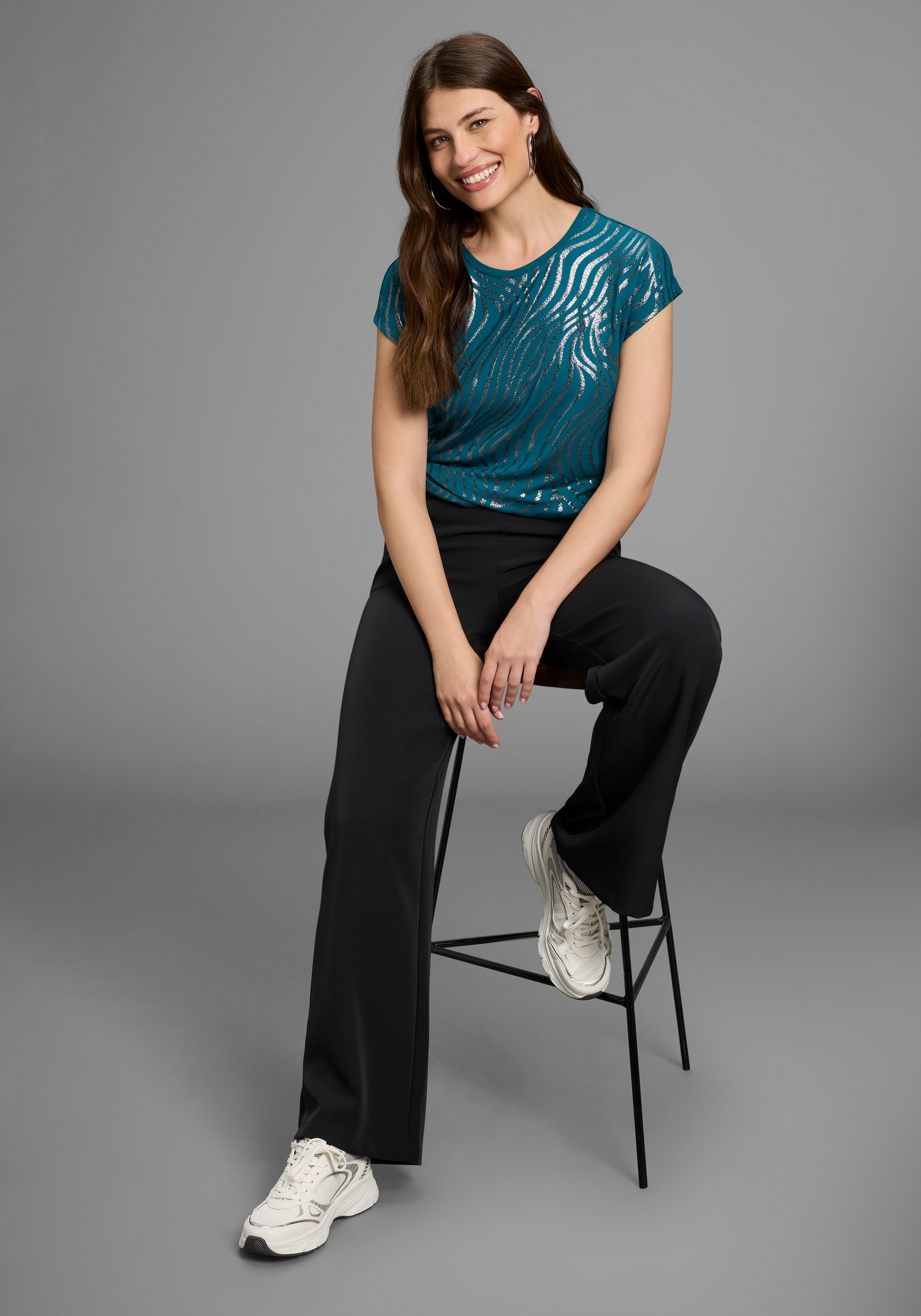 Laura Scott Rundhalsshirt Kurzarm,  figurumspielend,  aus elastischem Single Jersey