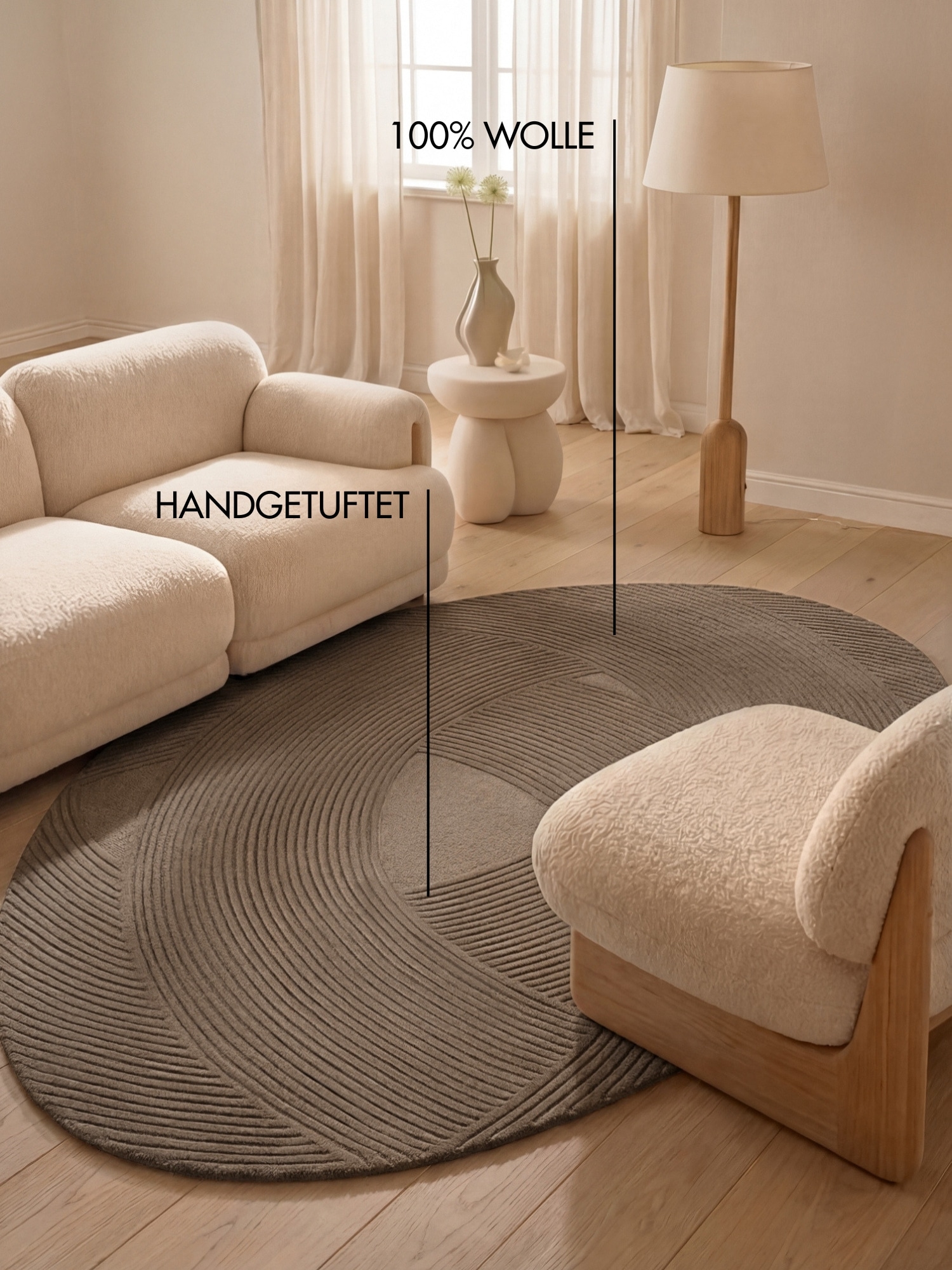 Ted Baker Wollteppich »Wollteppich Victoria« rechteckig 18 mm Höhe Naturteppich Wolle, Hoch-Tief-Design, Wohnzimmer, Schlafzimmer