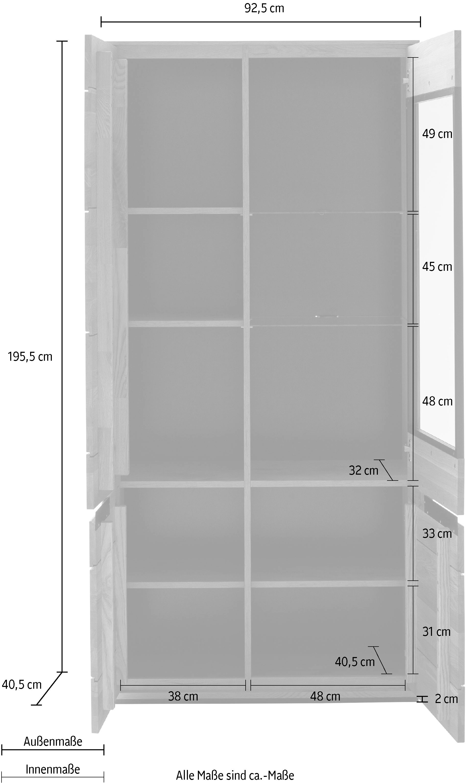 MCA living Stauraumvitrine »Araya Vitrine«, (1 St.), Türen gedämpft
