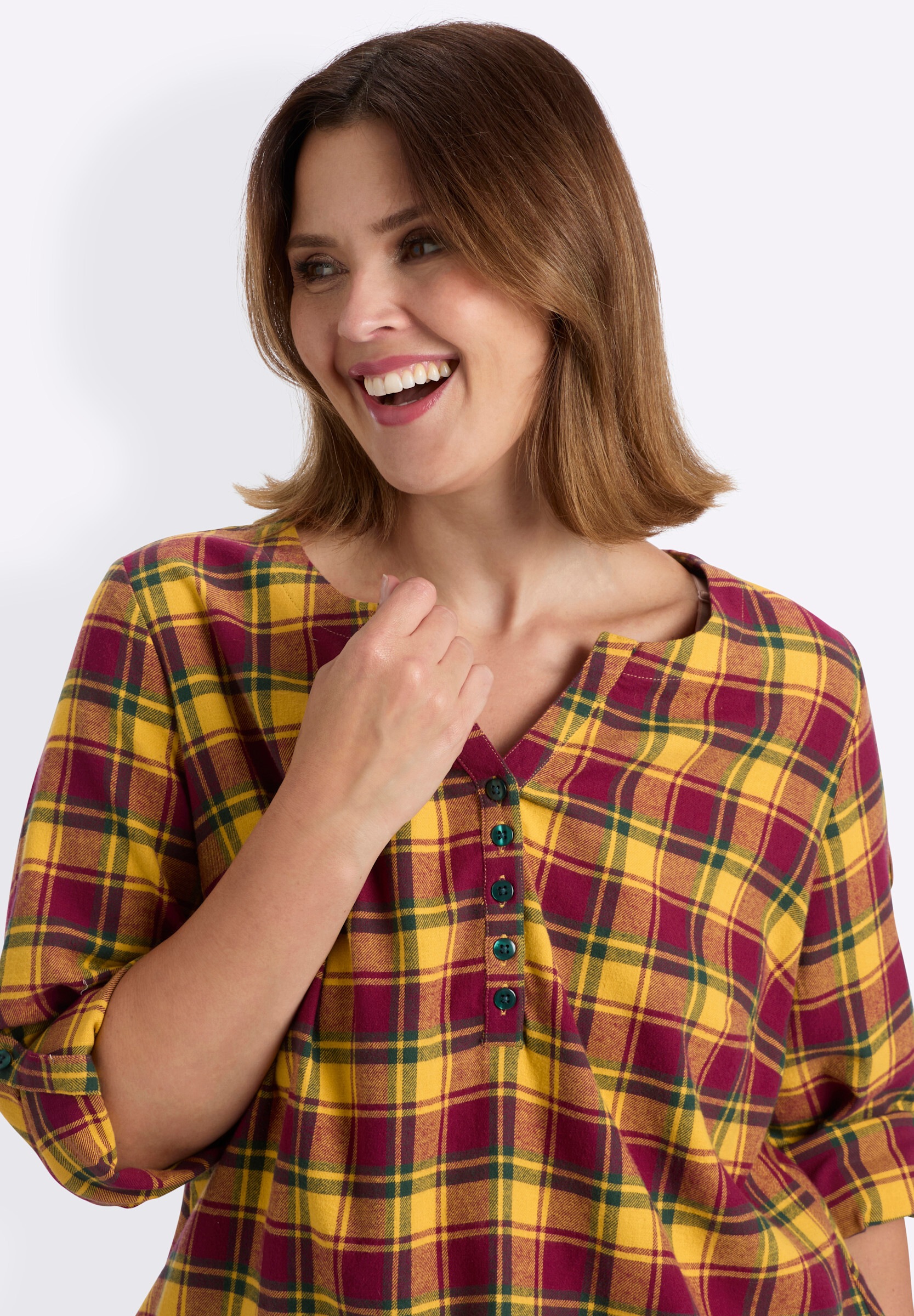 Sheego Longbluse »Tunika Tunika mit Karo-Muster«