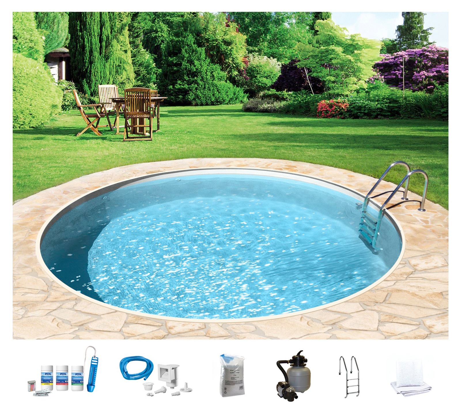 BWT MY POOL Rundpool, (Set, 7 tlg.), ØxH: 500x120 cm