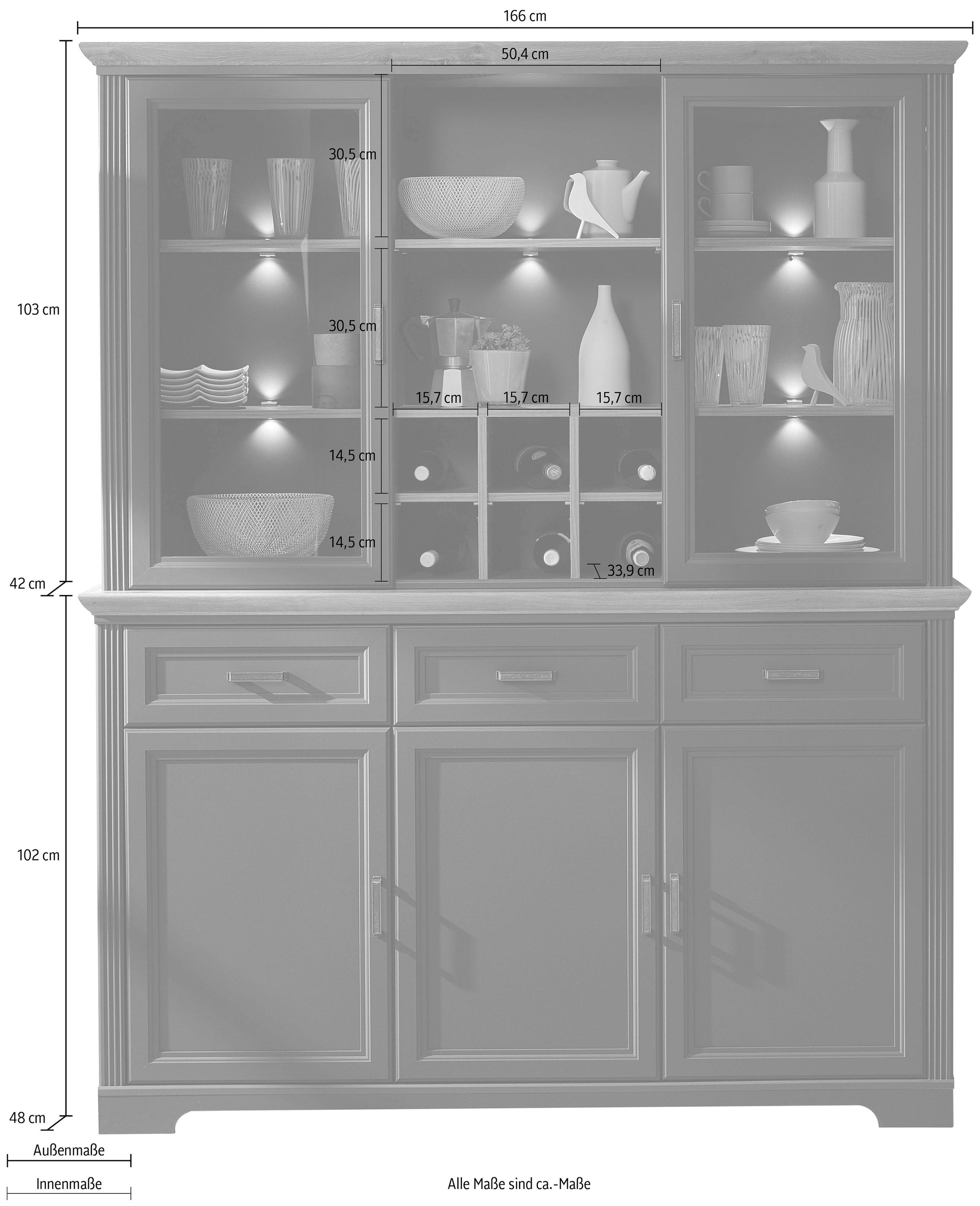 1 OTTO Sideboard bei (1 und Innostyle 2-teilig Vitrine »Jasmin«, Aufsatzvitrine),