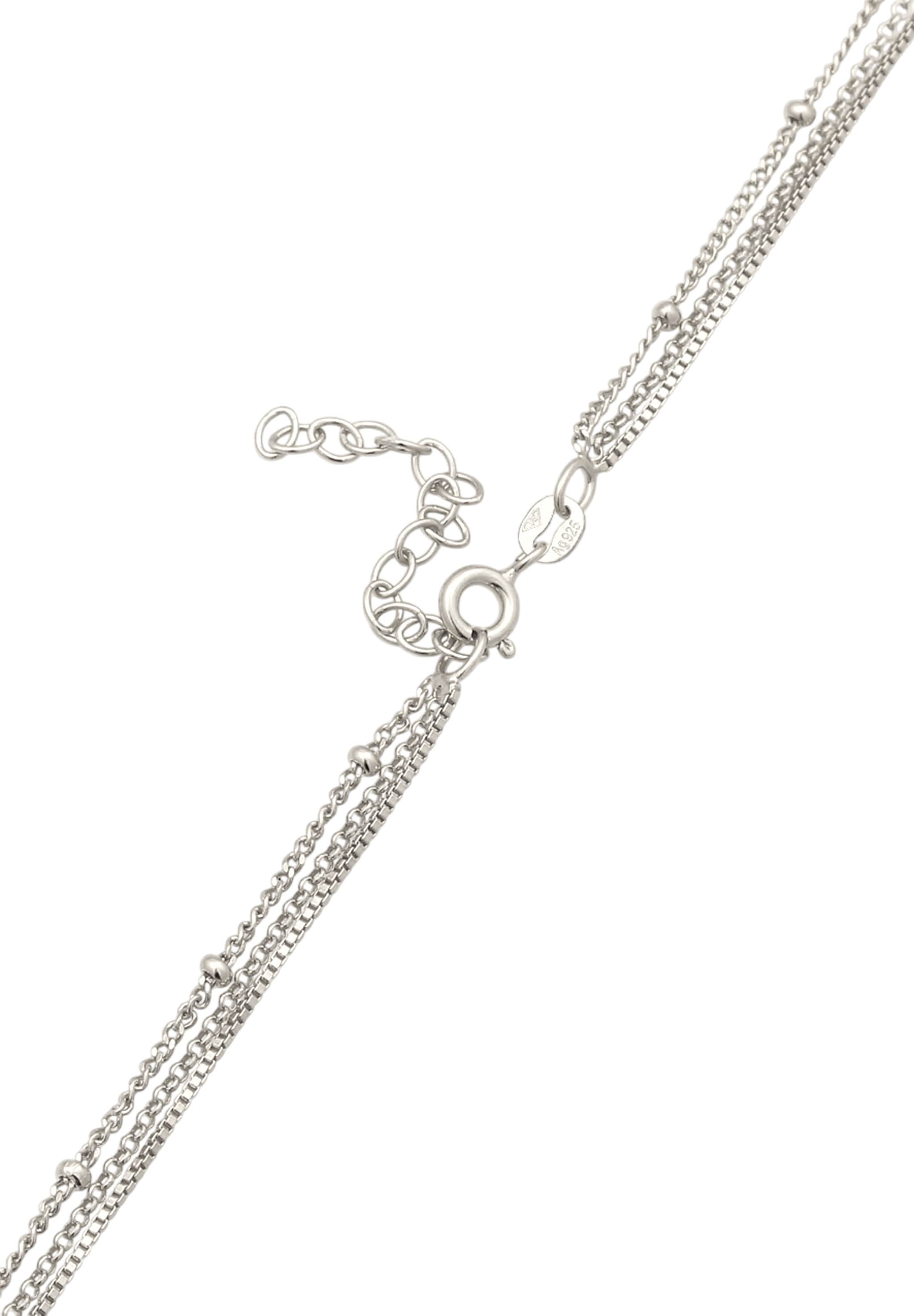 Elli Silberkette »Halskette Layer Plättchen Weiß 925 Sterling Silber vergoldet, mit Kristallen von Swarovski®«