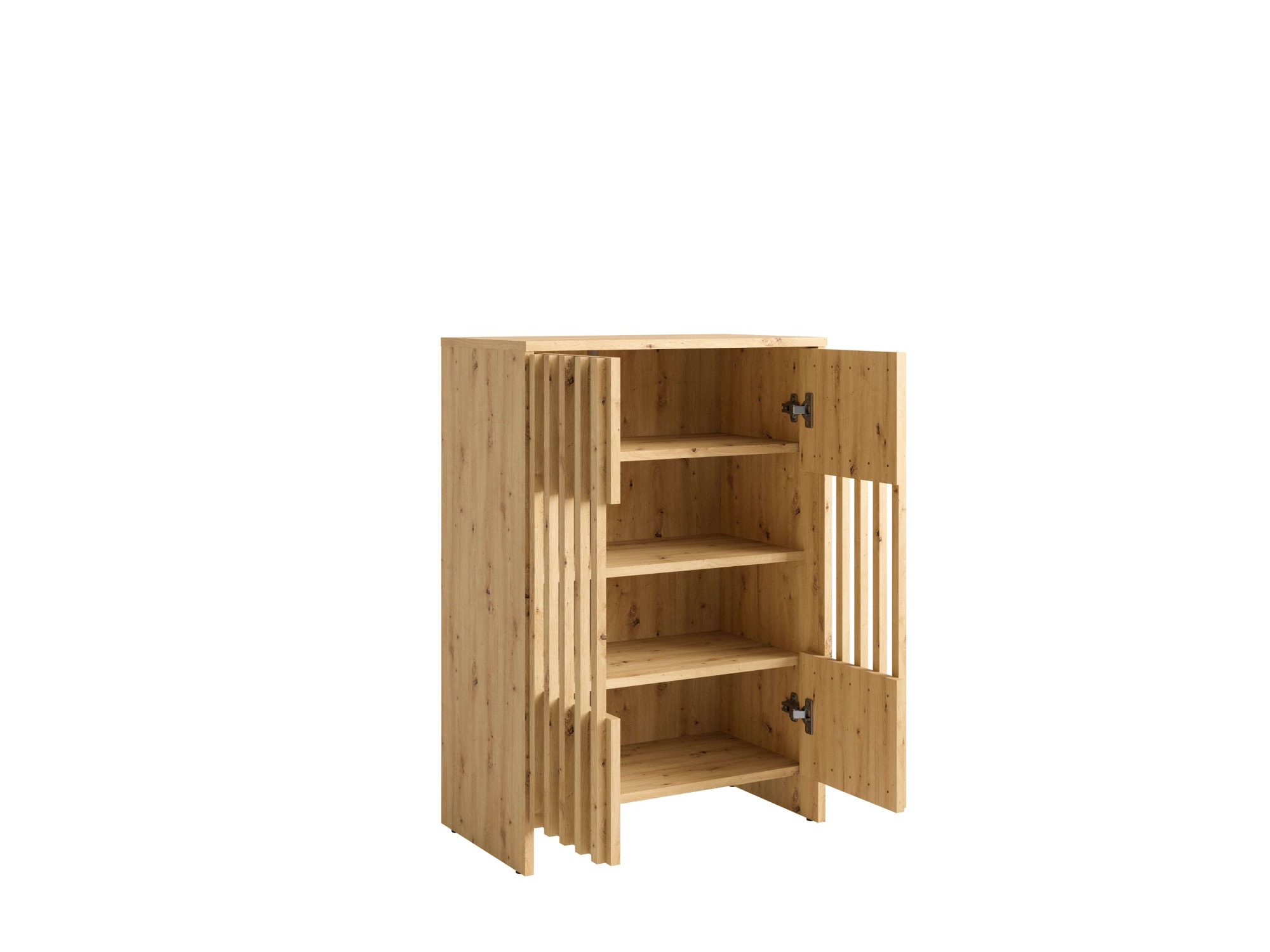 Home affaire Mehrzweckschrank »MURET, Schuhschrank, Weinregal, 4 Fächer und 2 Türen, Lamellenfronten« Maße B/T/H: 60/35,4/87 cm,  Schuhkommode mit viel Stauraum, Maße B/T/H: 60/35,4/87 cm