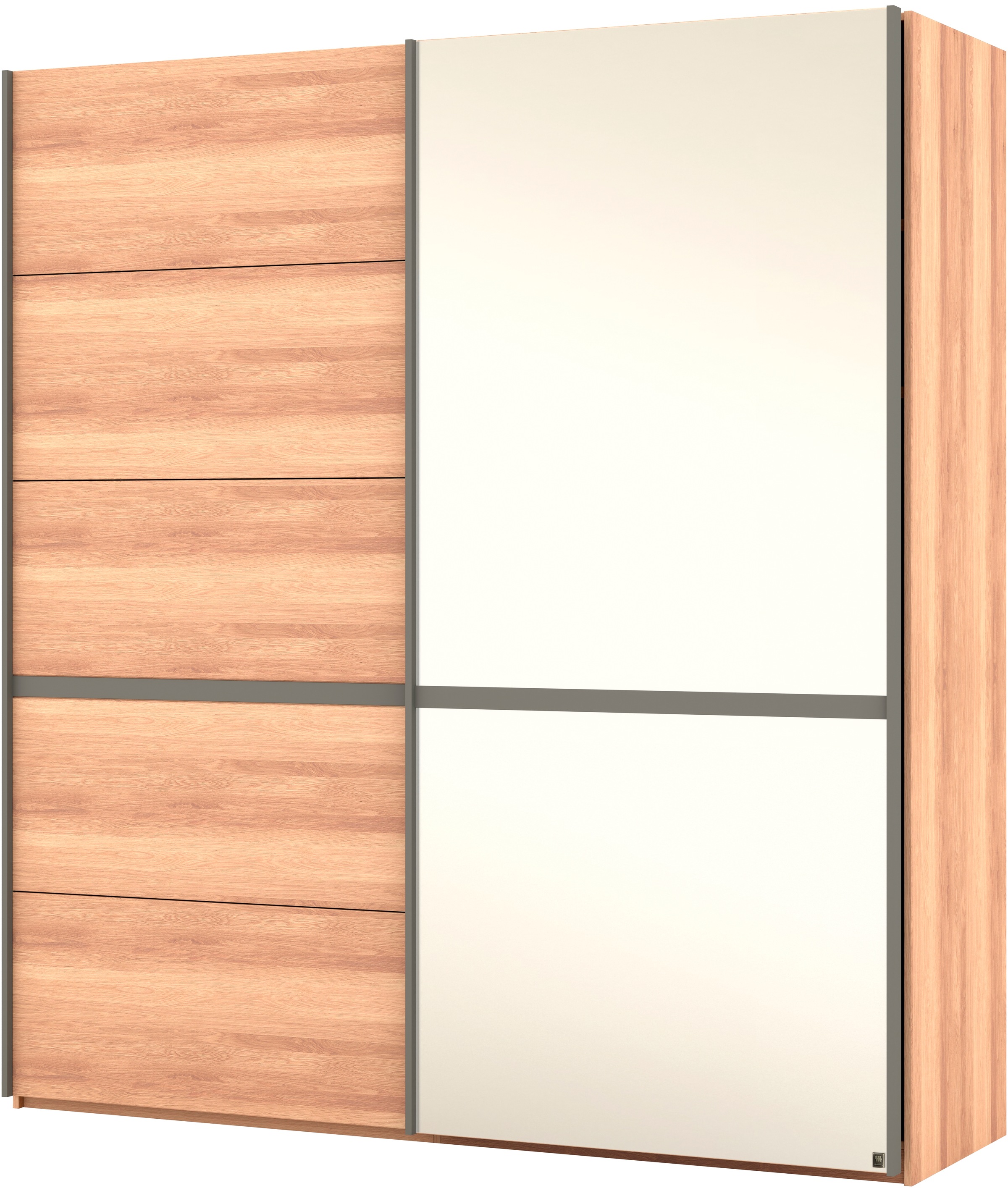 Musterring Schwebetürenschrank »Sorrent, Kleiderschrank, Schrank, Schiebetüren«, (Teilmassiv Eiche, MADE IN GERMANY), Türen in Eiche massiv mit Kassetten-Optik, verschiedene Maße verfügbar