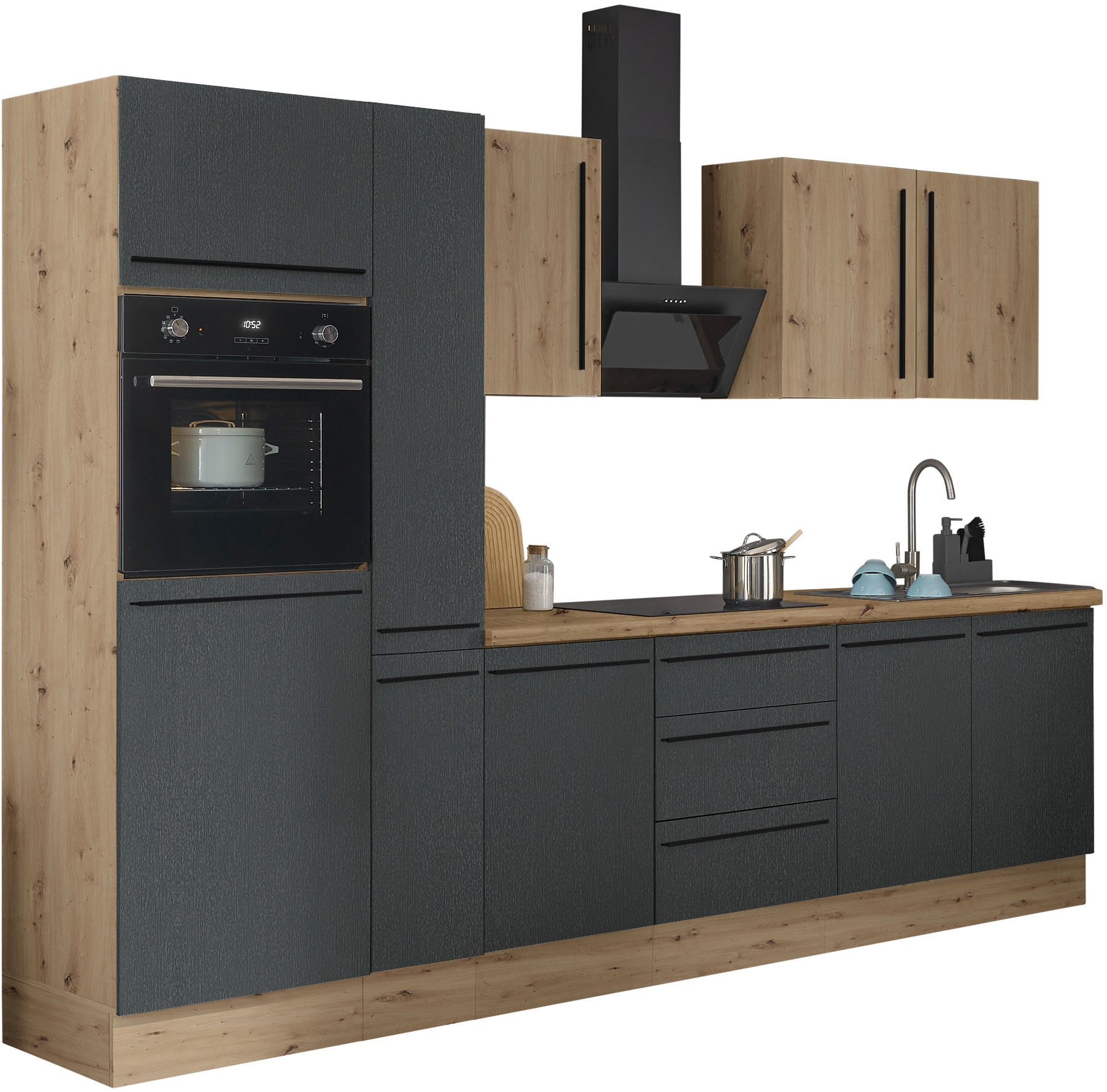 KOCHSTATION Küchenzeile »Florida« Breite 300 cm, wahlweise mit E-Geräten,Softclose für Türen/Schubkästen