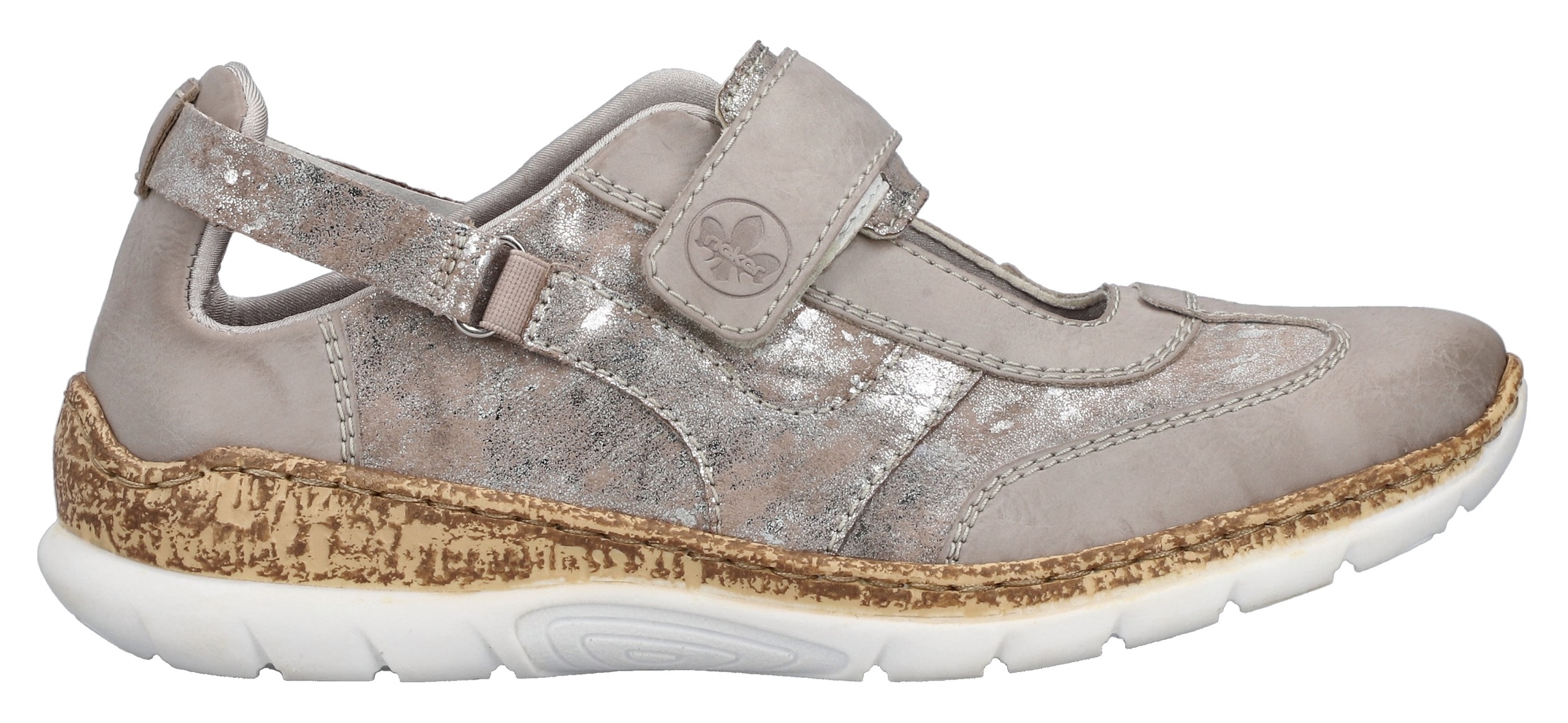 Rieker Klettschuh, Slipper, Halbschuh, Freizeitschuh, Sneaker, Keilabsatz in Korkoptik