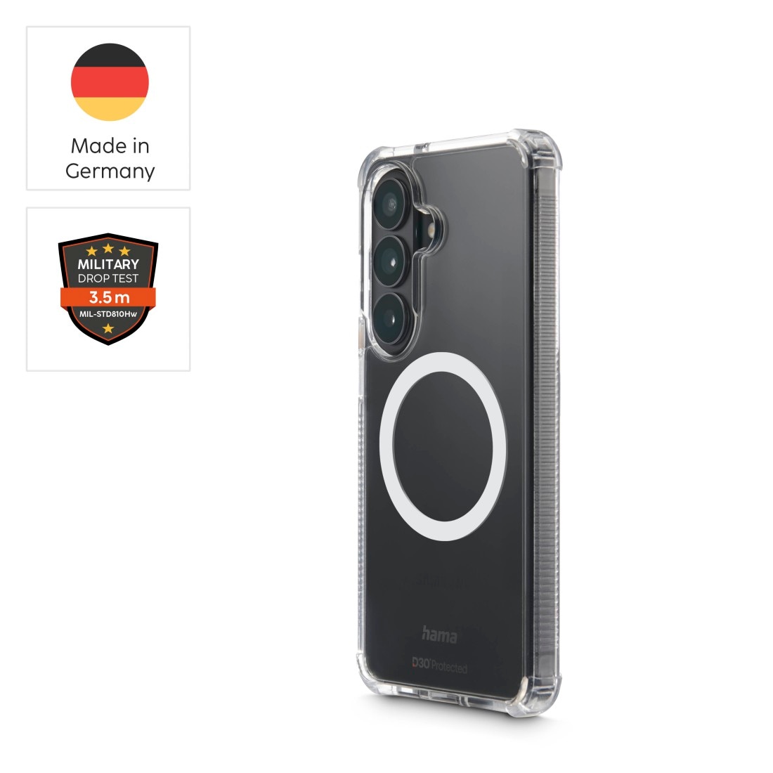Hama Smartphone-Hülle »Handyhülle mit D3O-Technologie für Samsung Galaxy S26 FE« Smartphones D3O-Technologie, Fallschutz bis 3,5 m, Magnetring, Qi2-kompatibel