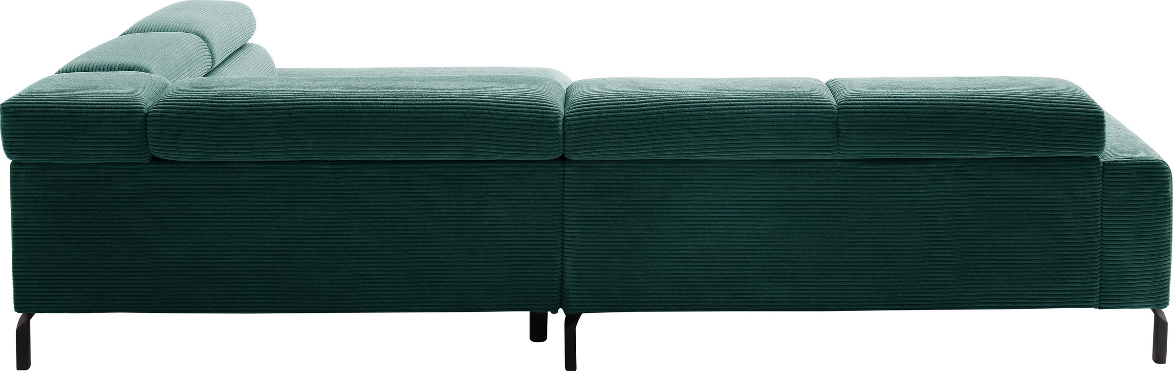 Places of Style Ecksofa »Antonelli, L-Form, inkl. Kopfteilverstellung, Breite 312 cm«, ohne Sitztiefenverstellung, in Cord, grün